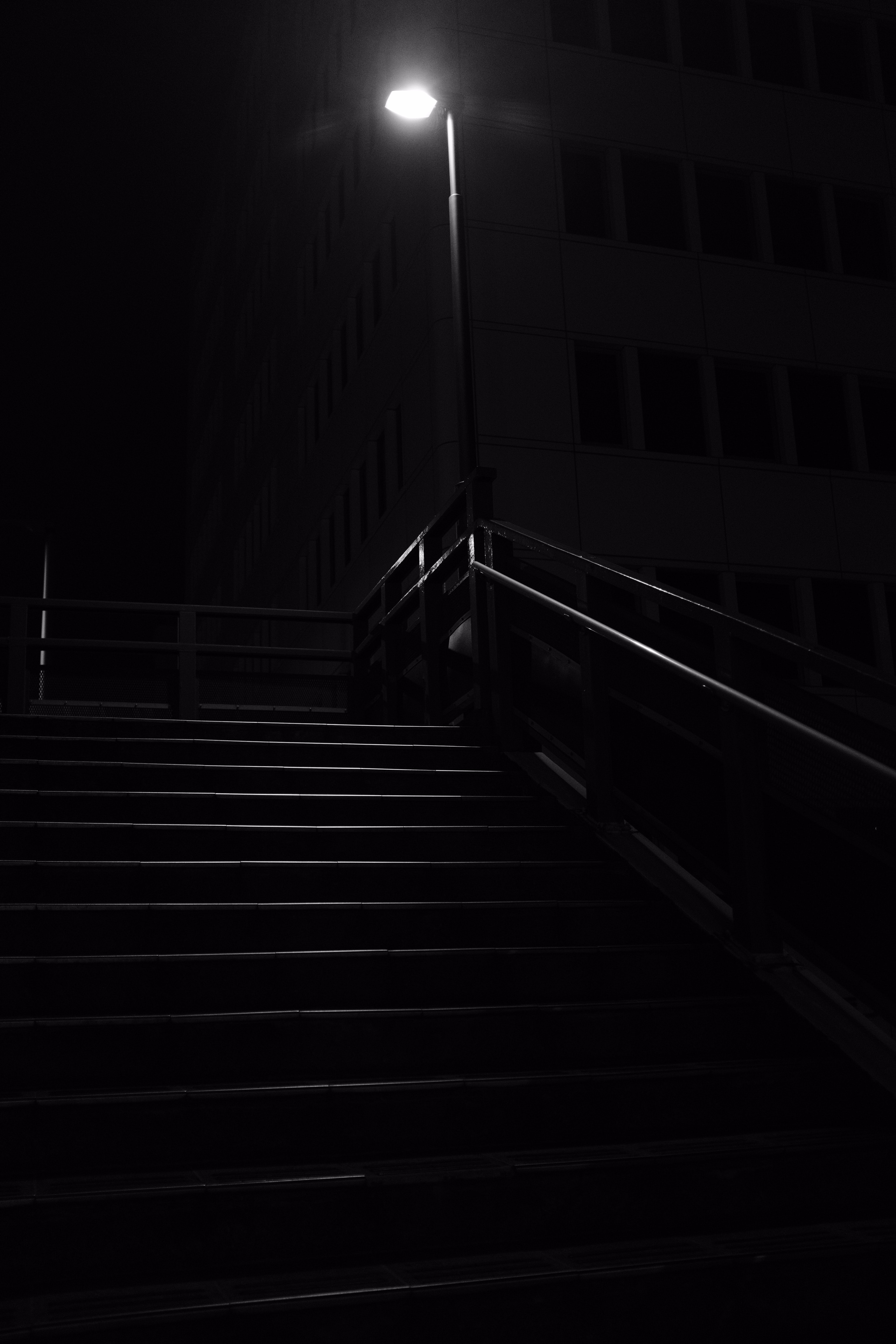 dark, lantern, lamp, light, stairs, steps, black, night, shine, ladder