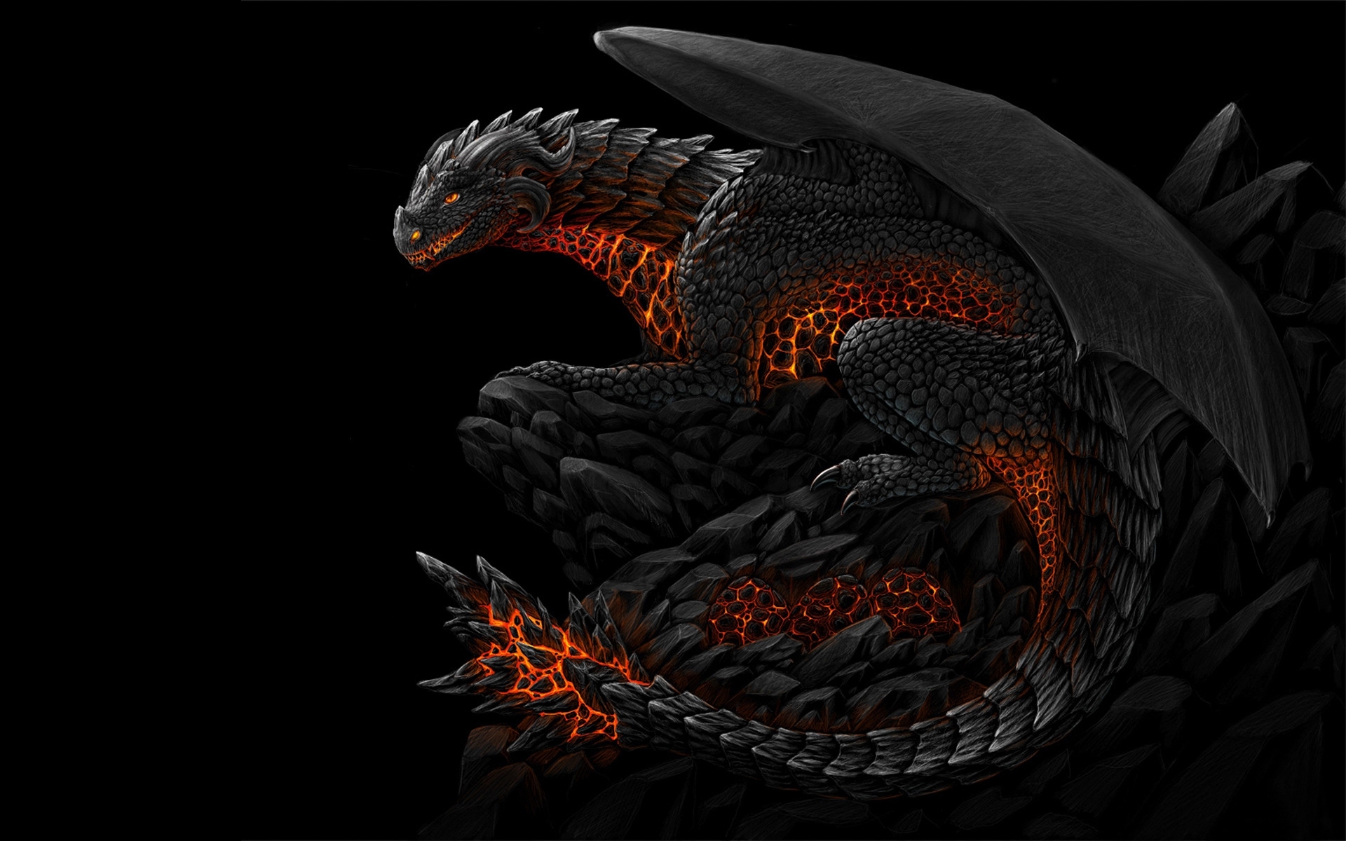 dragons, black, fantasy