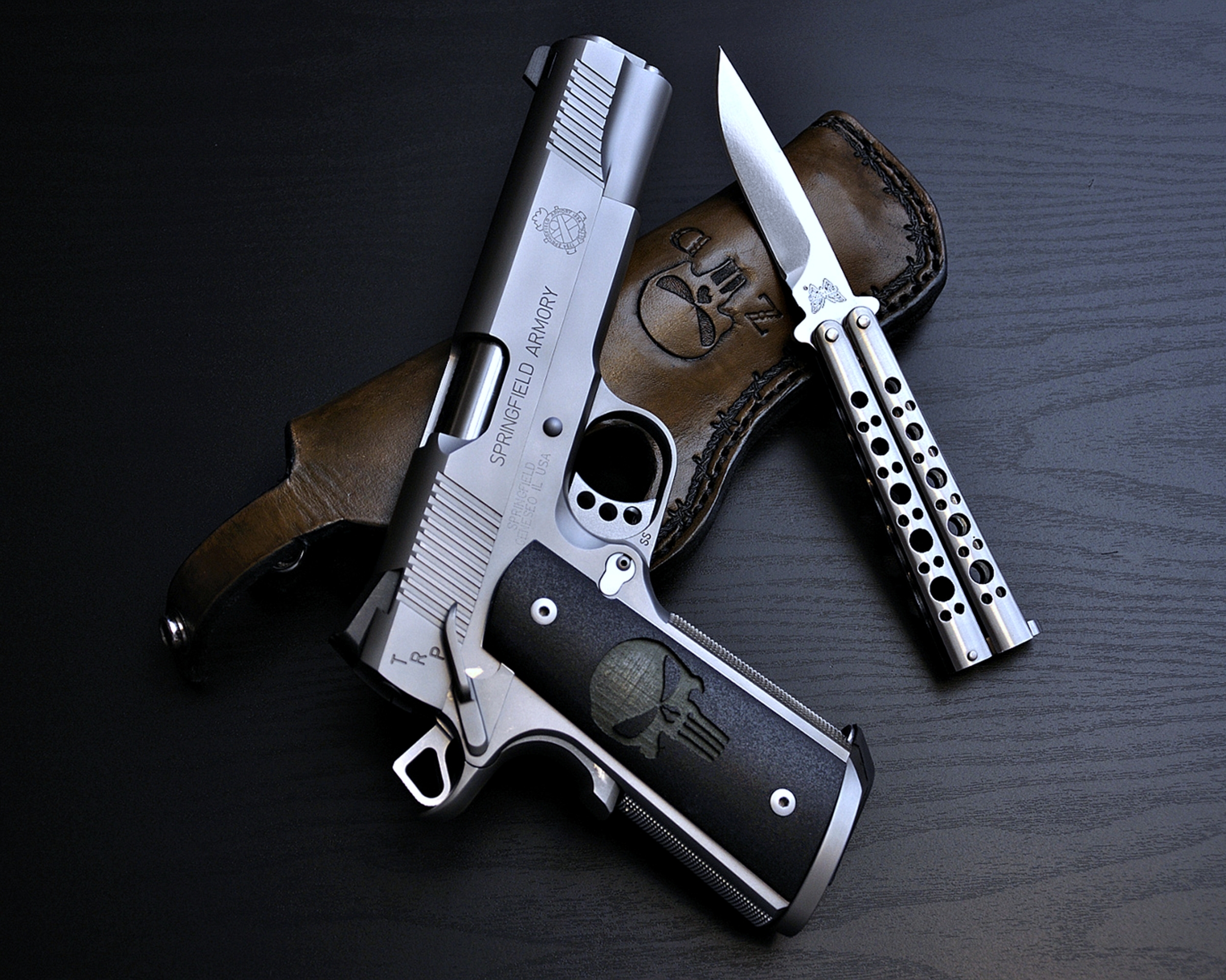 Handy-Wallpaper Messer, Polizei, Pistole, Waffen, Springfield Armory Pistole kostenlos herunterladen.