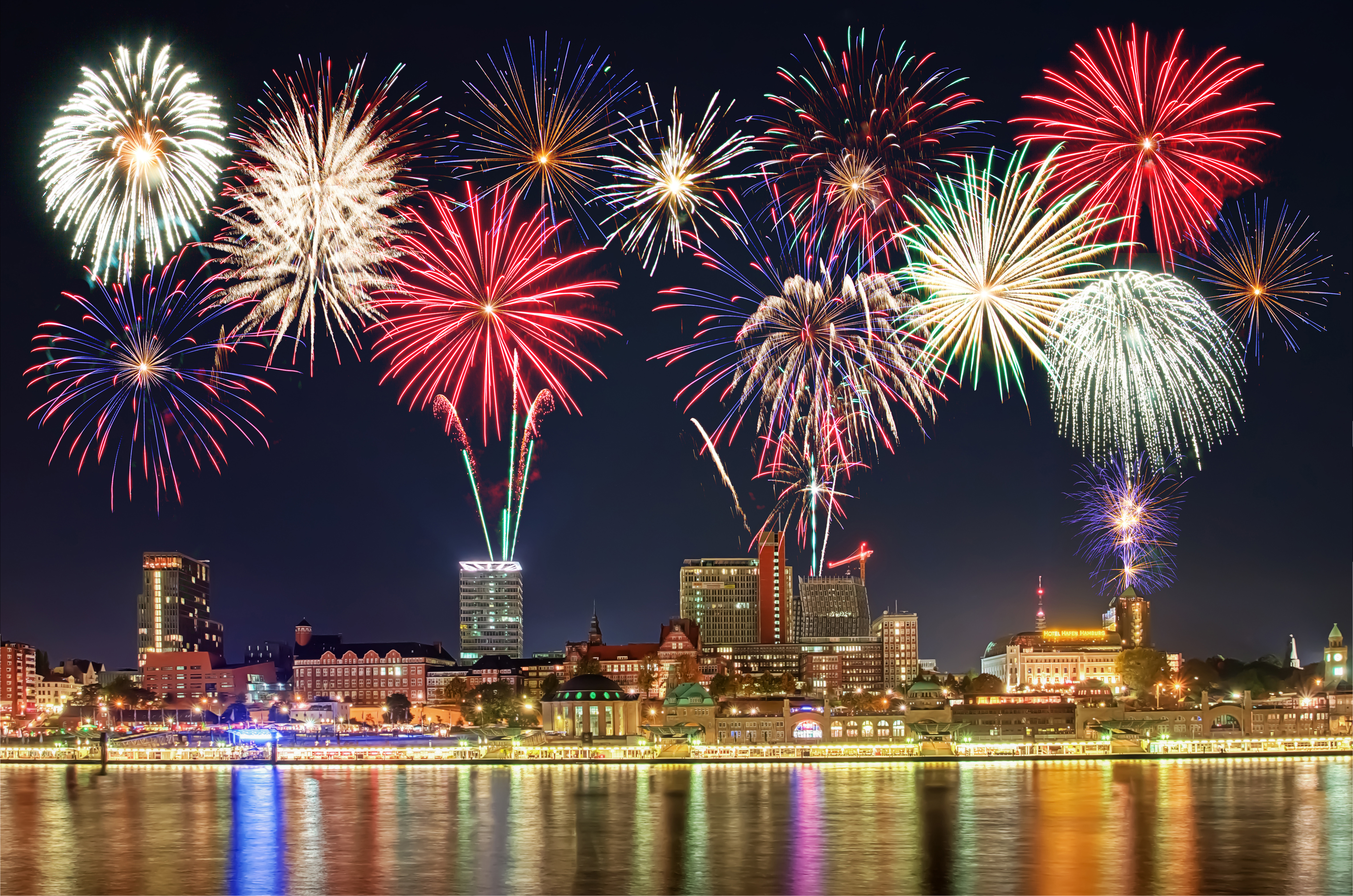 Download mobile wallpaper Night, City, Colorful, Fireworks, Photography for free.