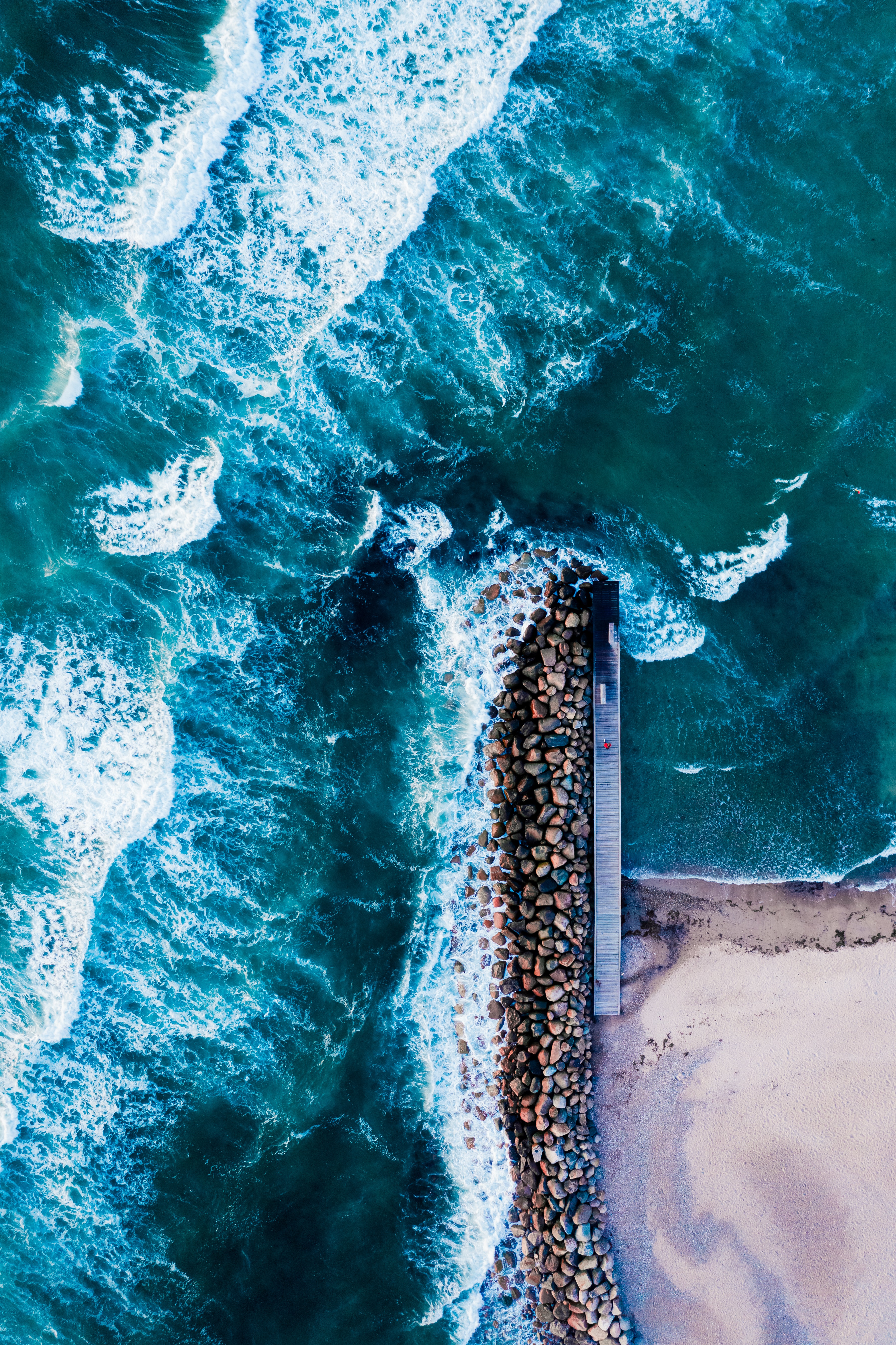 Download mobile wallpaper View From Above, Foam, Stones, Coast, Sea, Nature for free.