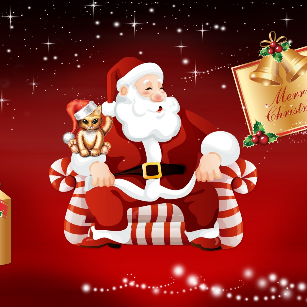Скачать картинку Рождество, Подарок, Подарки, Праздничные, С Рождеством, Шляпа Санты, Санта в телефон бесплатно.