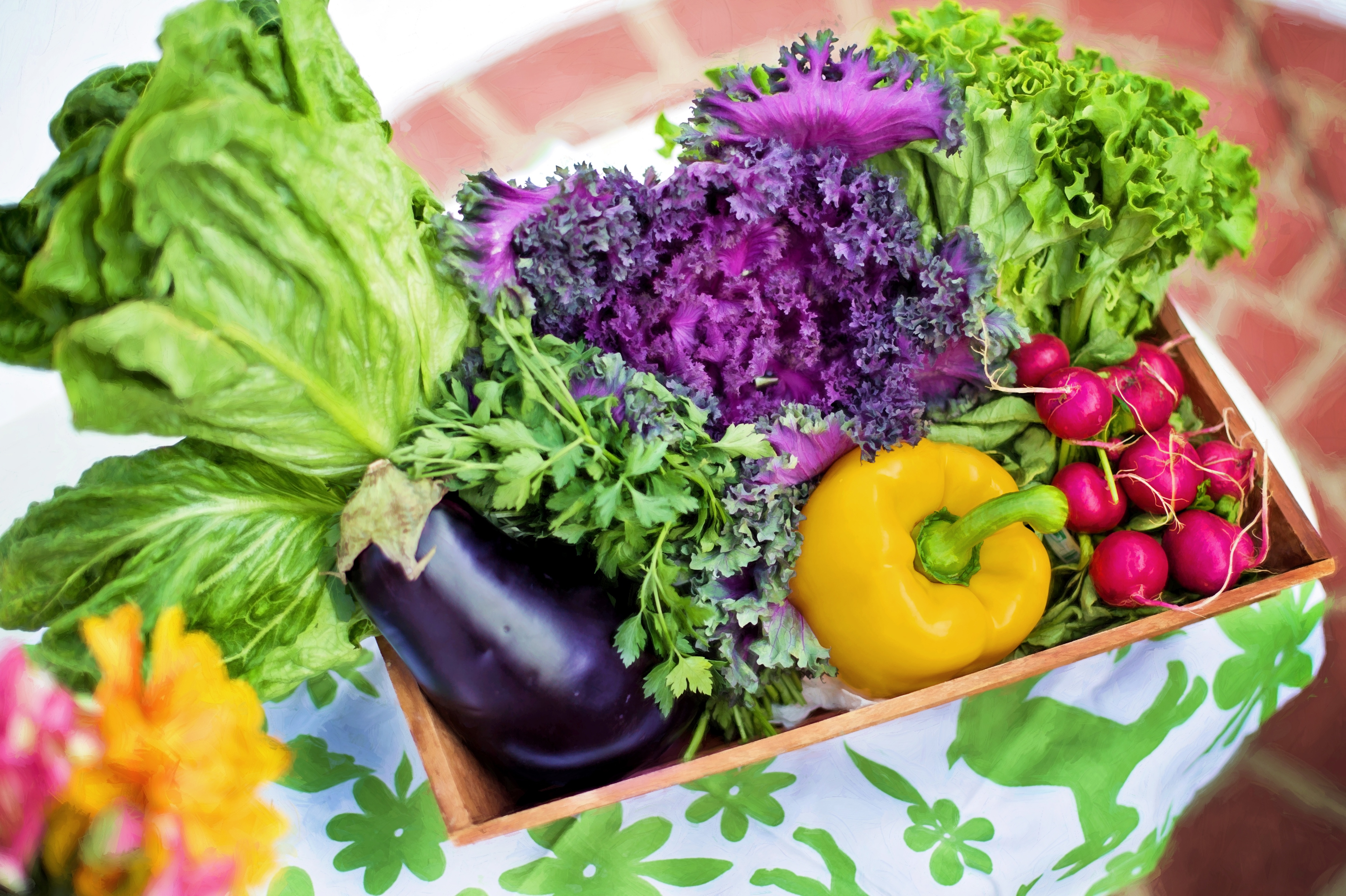 Download mobile wallpaper Vegetables, Basket, Greens, Food for free.