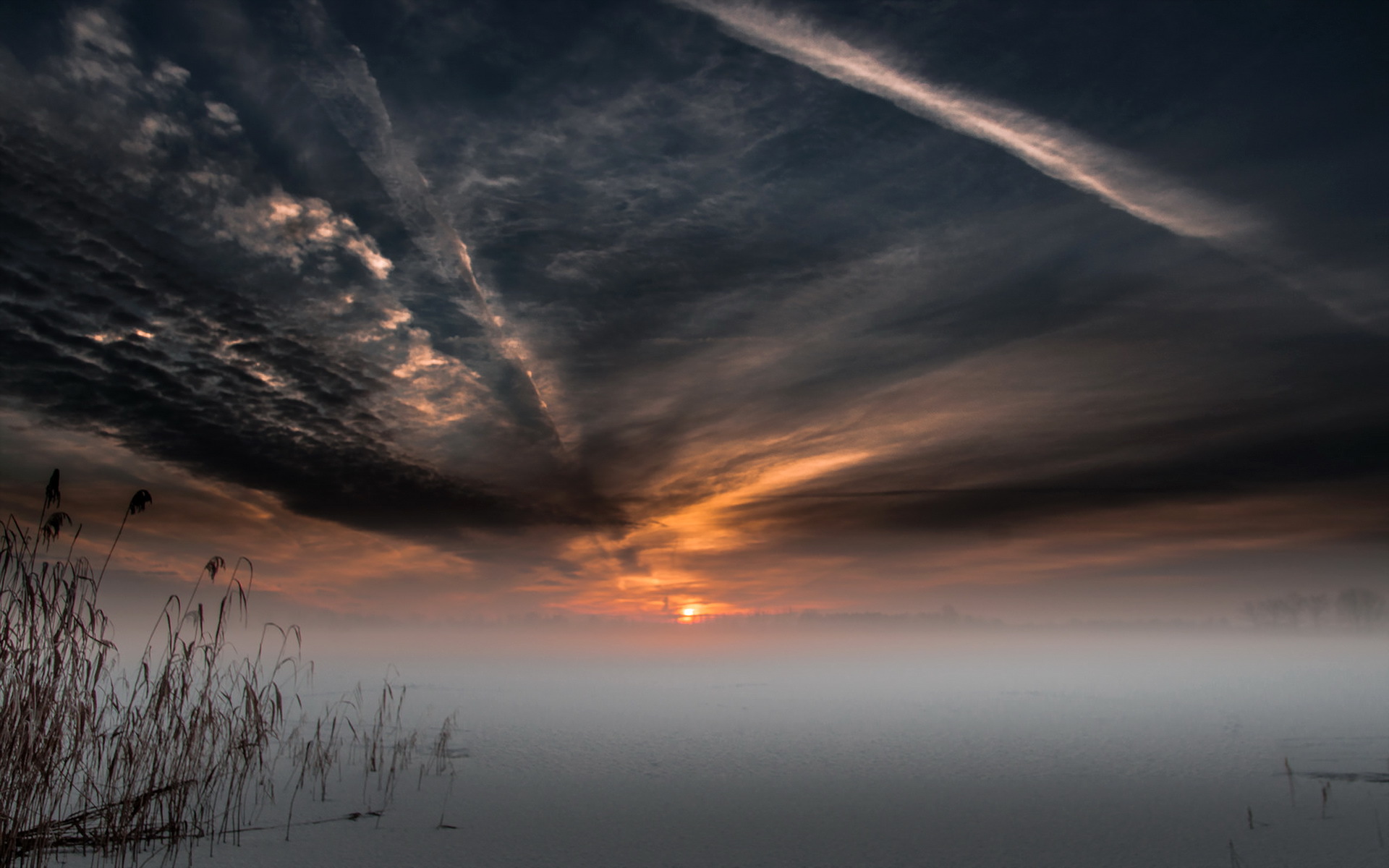 Téléchargez gratuitement l'image Coucher De Soleil, Lac, Brouillard, Nuage, Ciel, La Nature, Terre/nature sur le bureau de votre PC