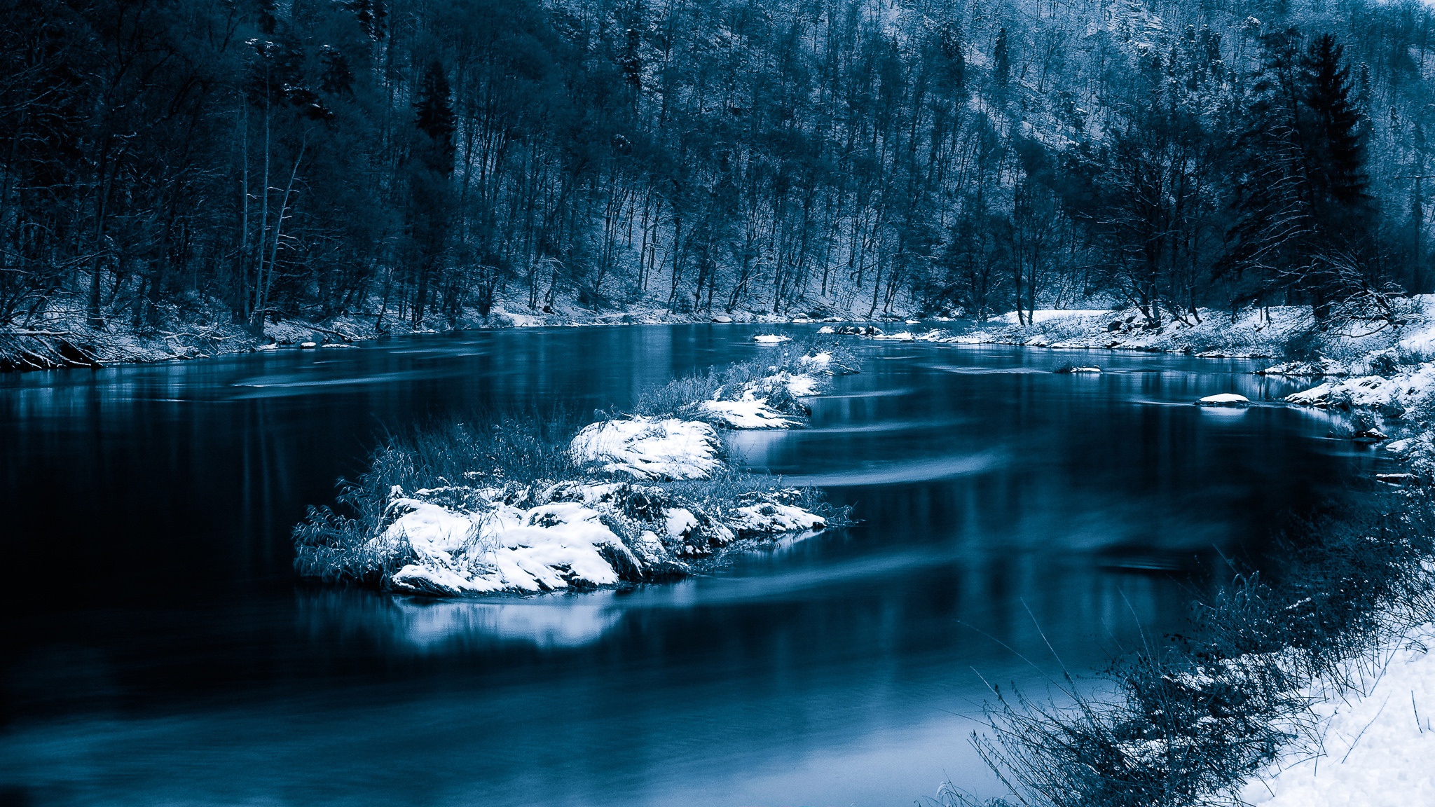 Free download wallpaper Winter, Nature, Snow, Earth, River on your PC desktop