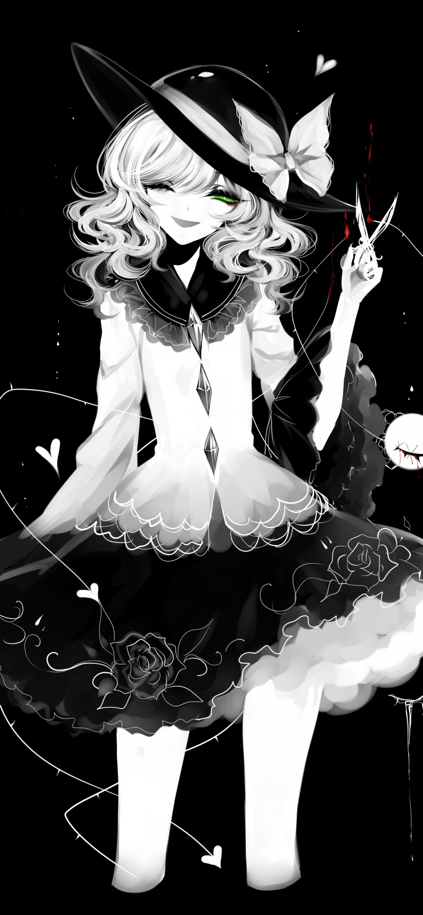 Download mobile wallpaper Anime, Monochrome, Touhou, Koishi Komeiji for free.