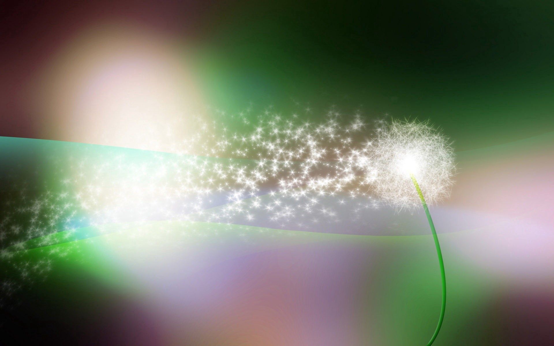 Download mobile wallpaper Glare, Pollination, Wind, Stains, Spots, Dandelion, Abstract for free.