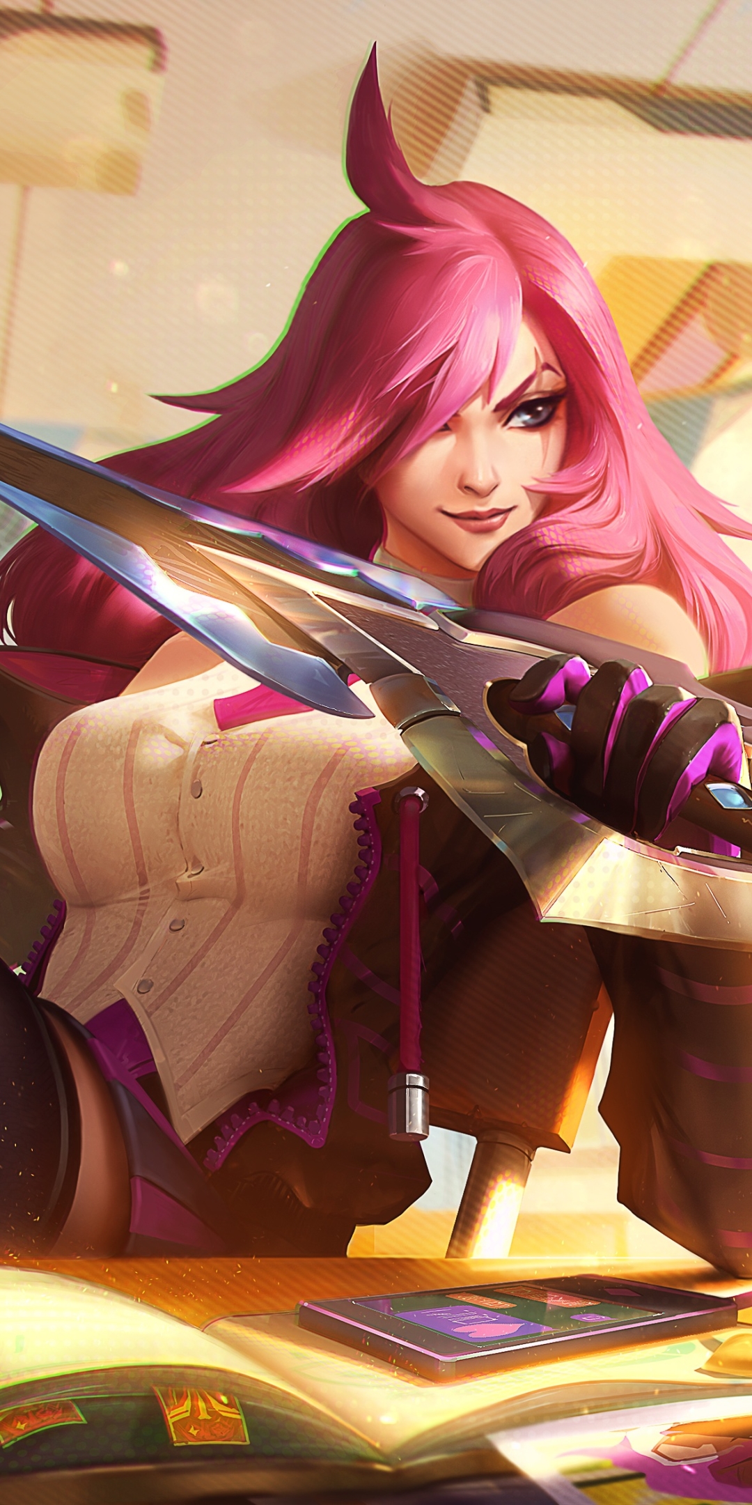 Download mobile wallpaper League Of Legends, Pink Hair, Video Game, Woman Warrior, Katarina (League Of Legends) for free.