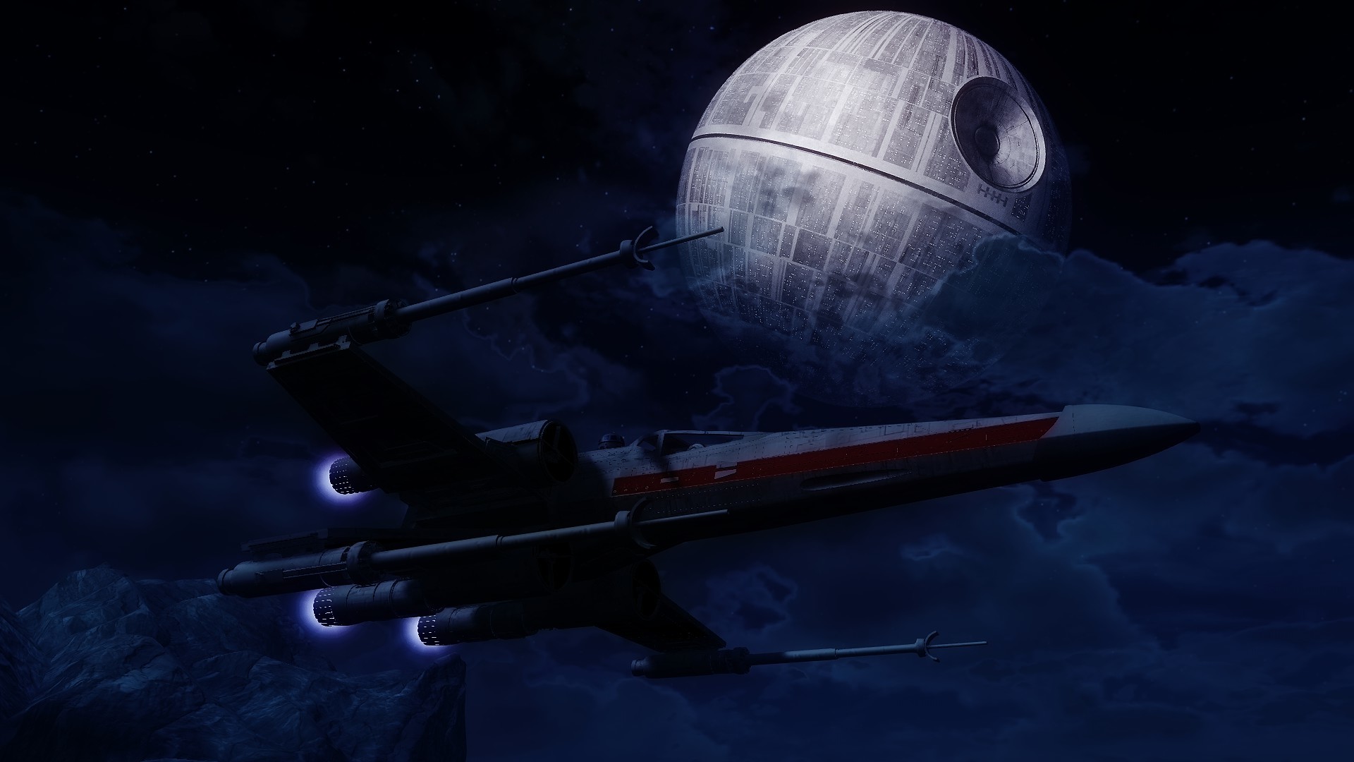 Download mobile wallpaper Star Wars, Sci Fi, Spaceship, Death Star, X Wing for free.