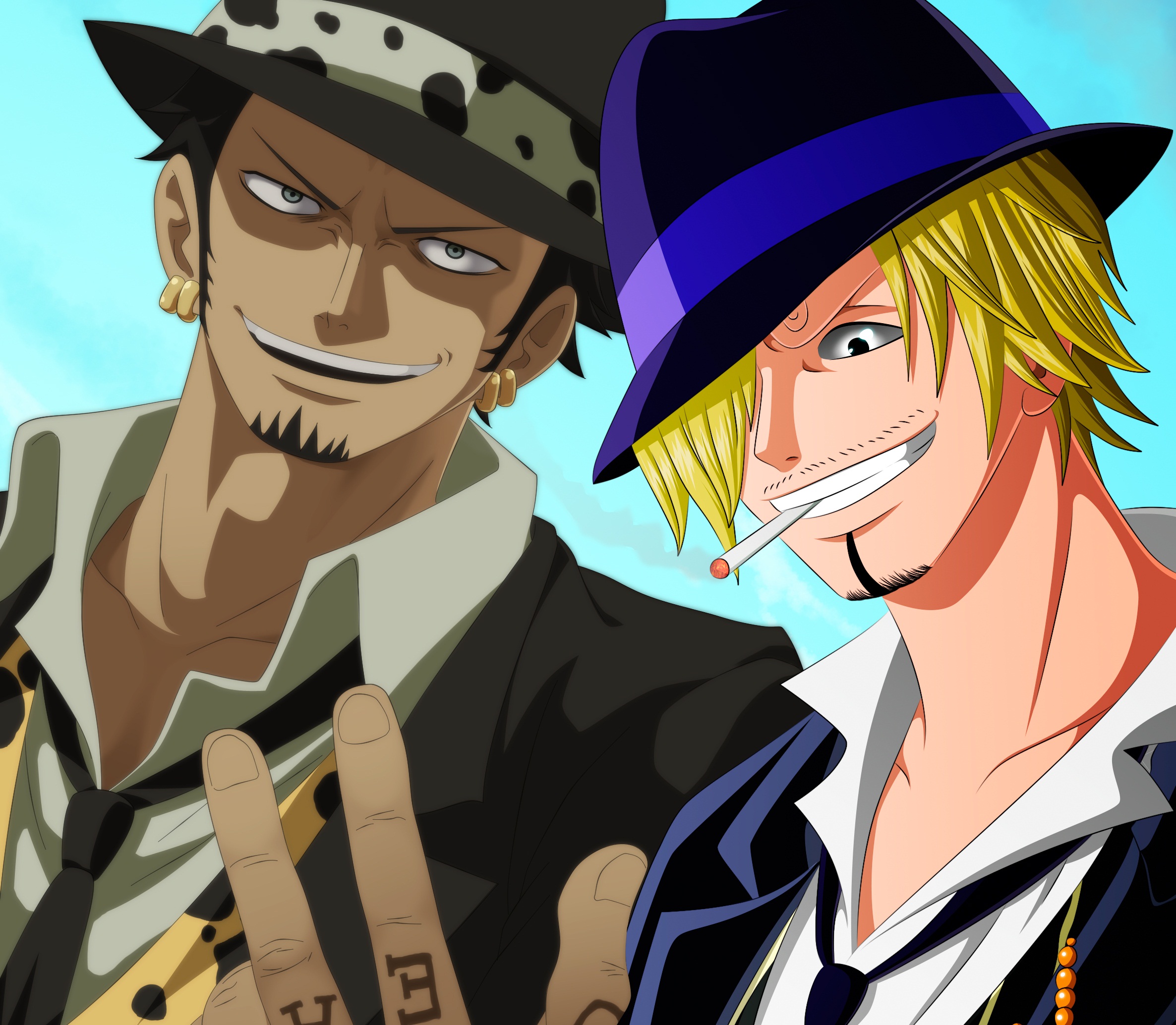 Laden Sie das Animes, One Piece, Sanji (Einteiler), Trafalgar Gesetz-Bild kostenlos auf Ihren PC-Desktop herunter