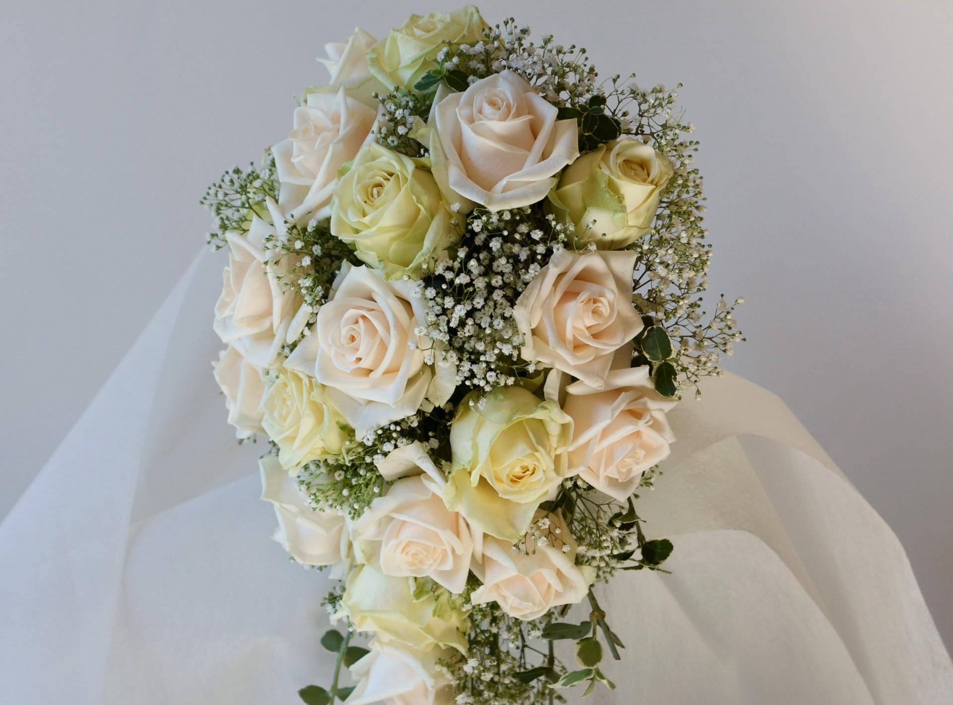 flowers, roses, bouquet, gypsophilus, gipsophile, tenderness