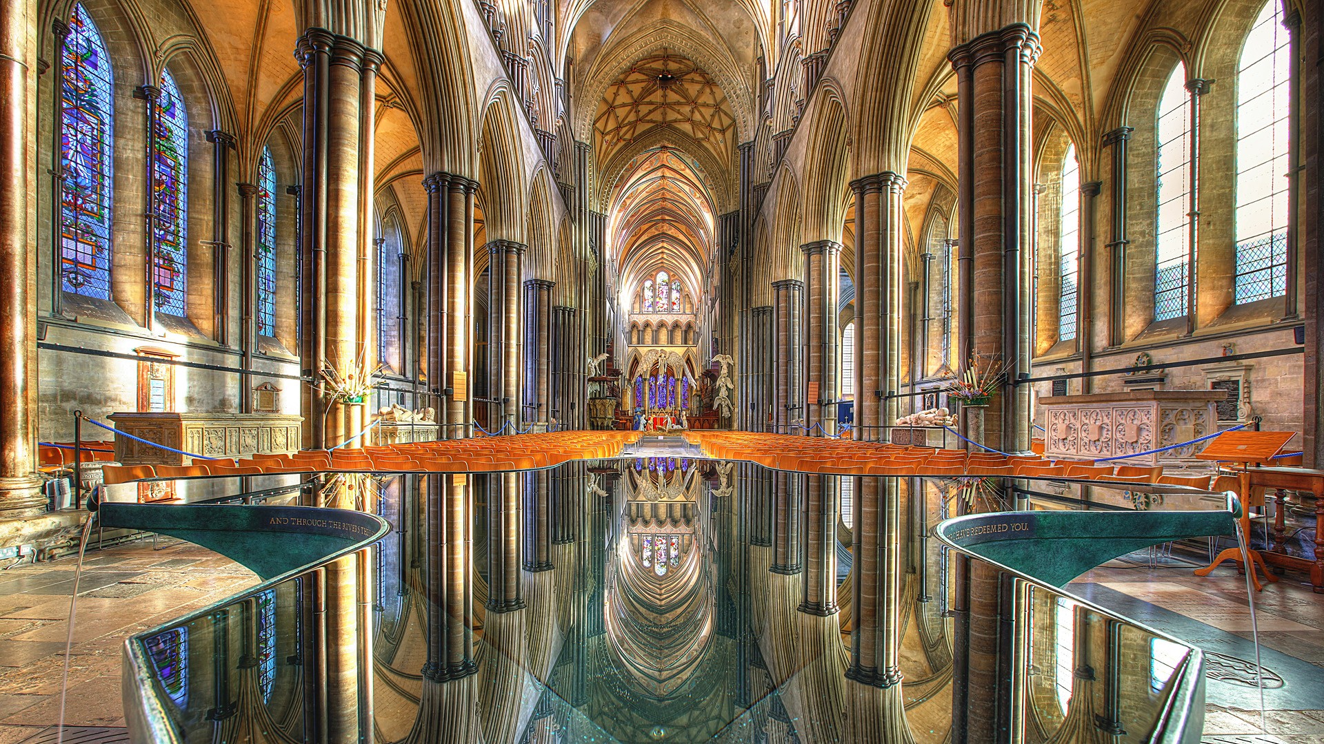 Download mobile wallpaper Architecture, Interior, Reflection, Arch, Cathedral, Religious for free.