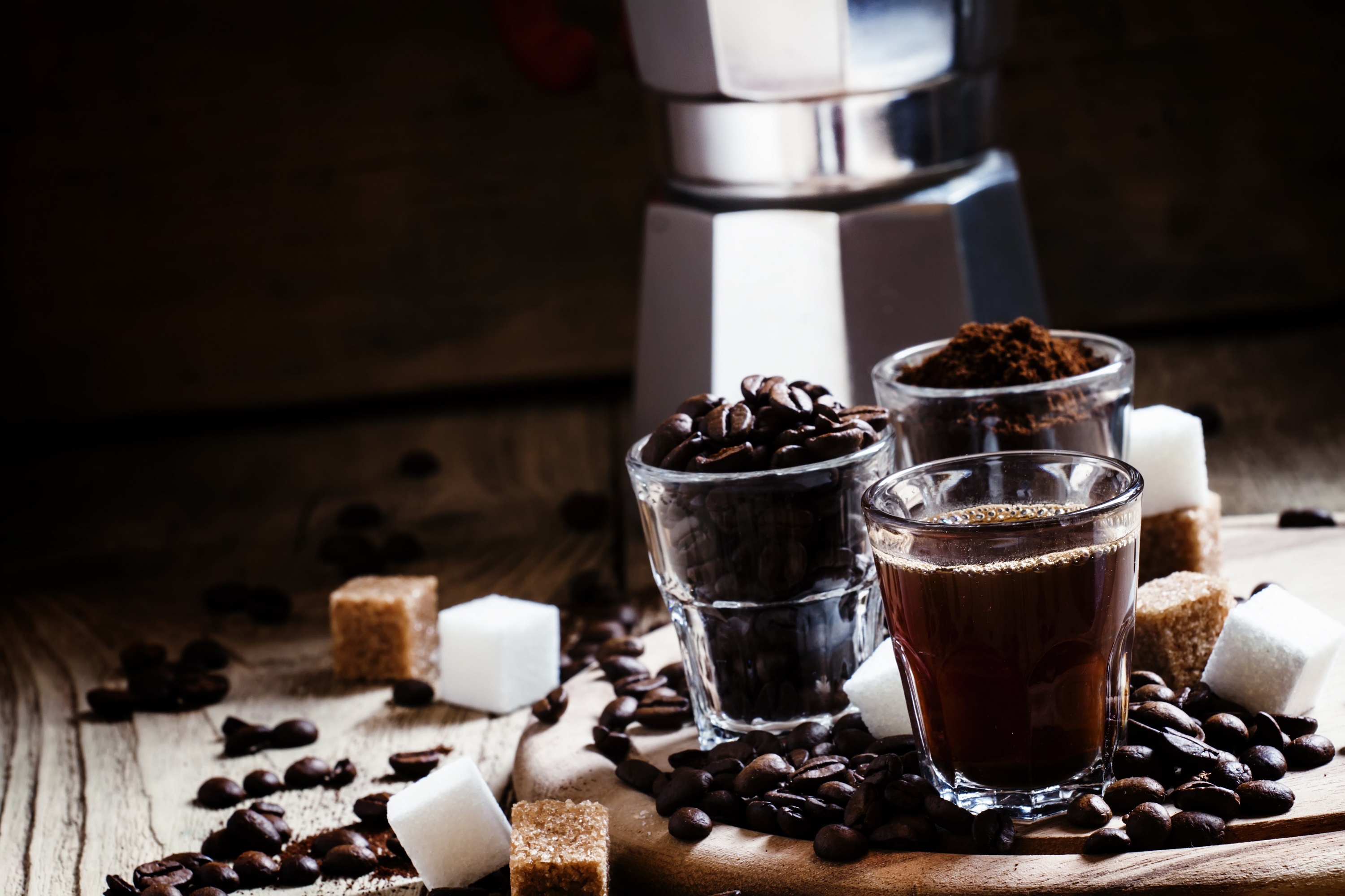 Laden Sie das Kaffeebohnen, Zucker, Nahrungsmittel, Stillleben, Kaffee-Bild kostenlos auf Ihren PC-Desktop herunter