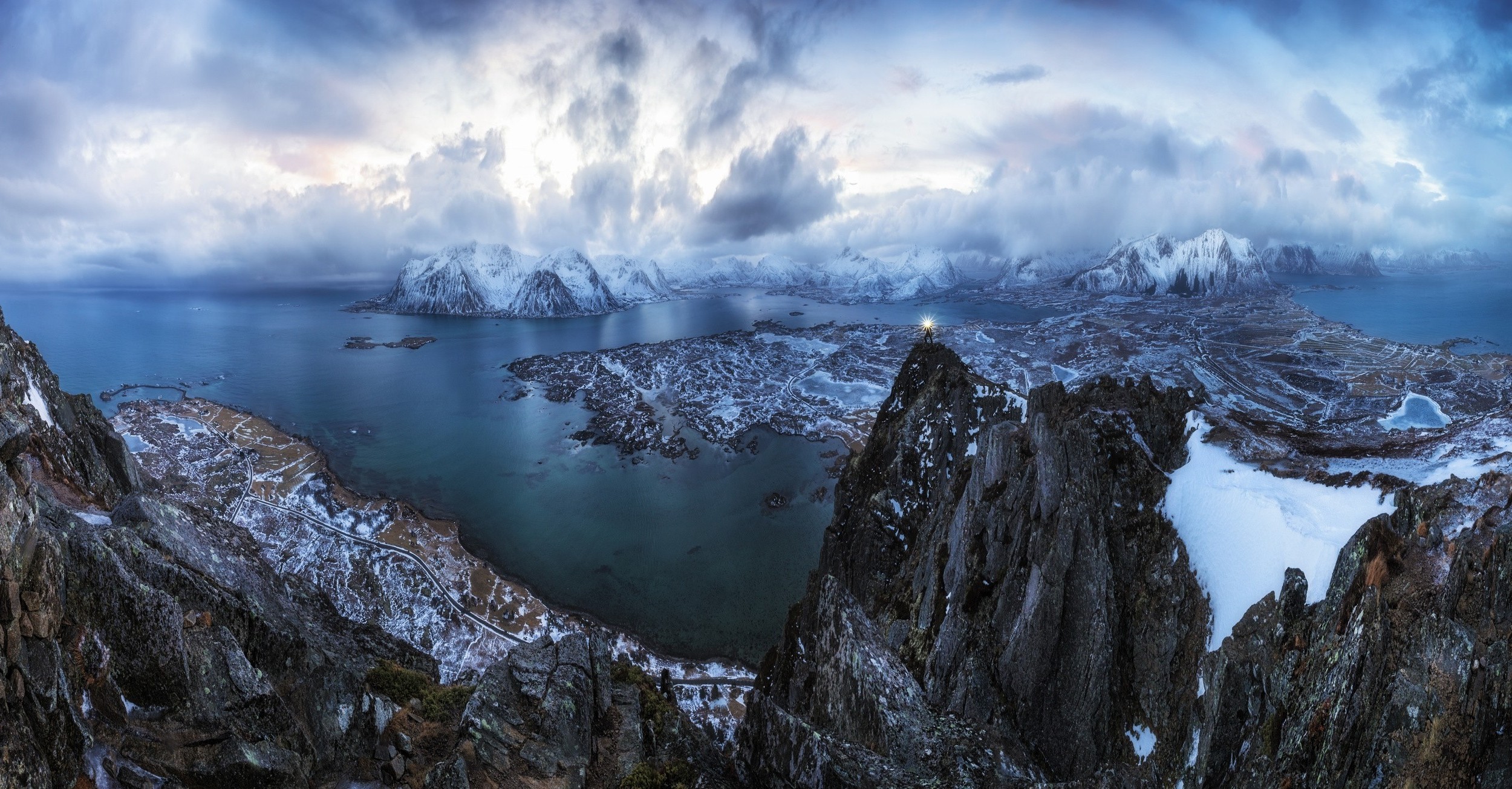 850804壁紙のダウンロード写真撮影, ロフォーテン諸島, 湖, 風景, 山, ノルウェー, 雪, 冬-スクリーンセーバーと写真を無料で