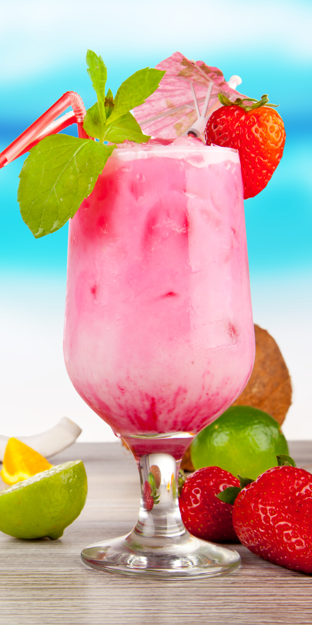 Download mobile wallpaper Food, Strawberry, Summer, Glass, Drink, Cocktail for free.