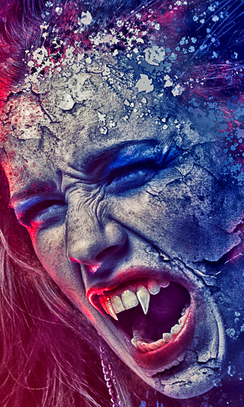 Download mobile wallpaper Fantasy, Dark, Fangs, Face, Vampire for free.
