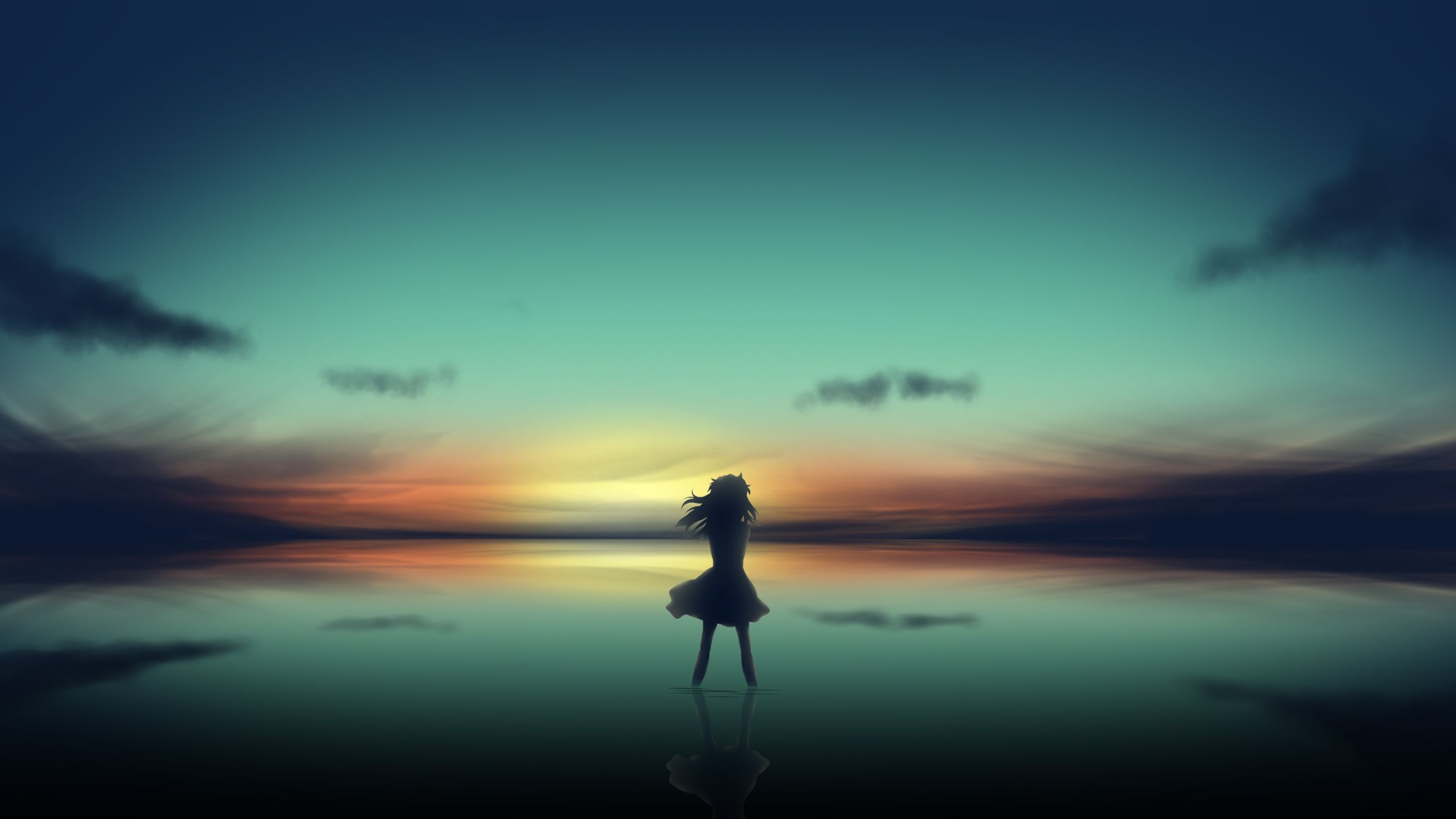 Free download wallpaper Anime, Water, Sunset, Dress, Original on your PC desktop