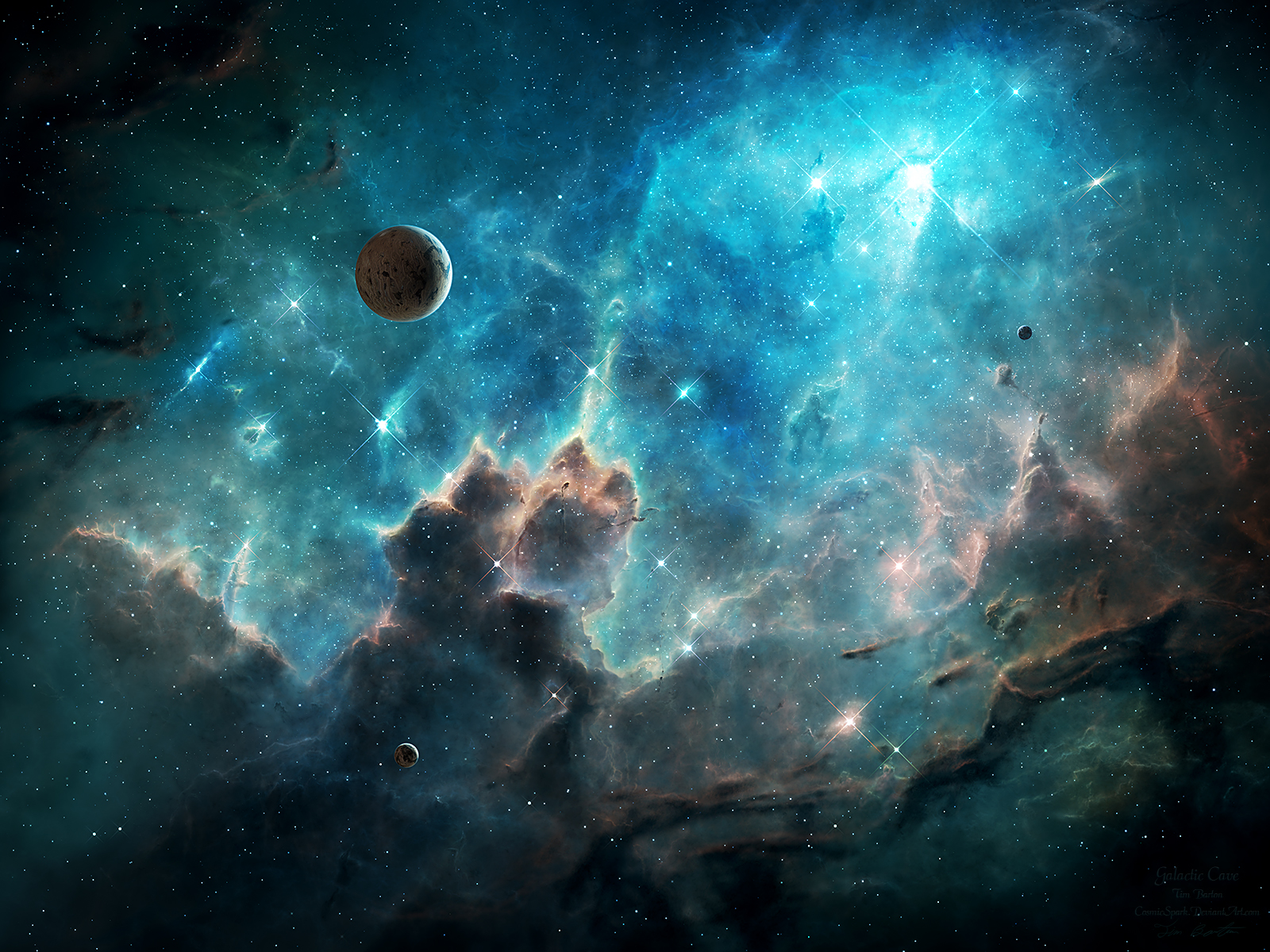 Скачать обои бесплатно Космос, Синий, Туманность, Планета, Научная Фантастика картинка на рабочий стол ПК