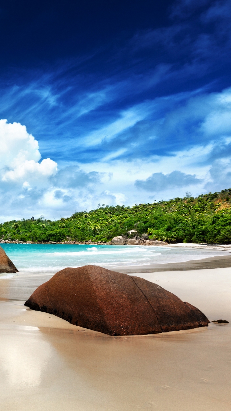 Скачать картинку Пляж, Сейшелы, Земля/природа в телефон бесплатно.