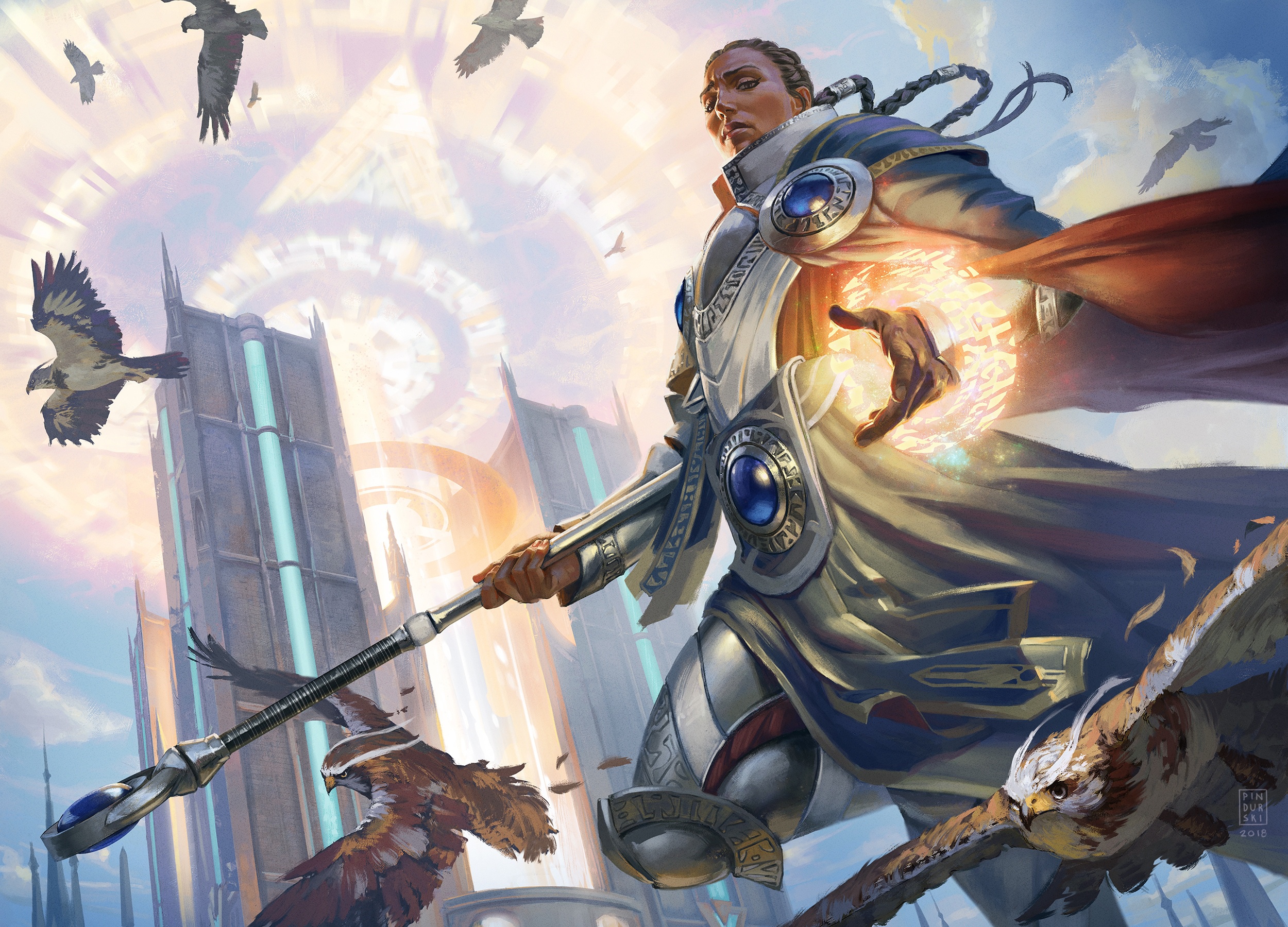 Download mobile wallpaper Magic, Bird, Game, Staff, Sorceress, Magic: The Gathering for free.