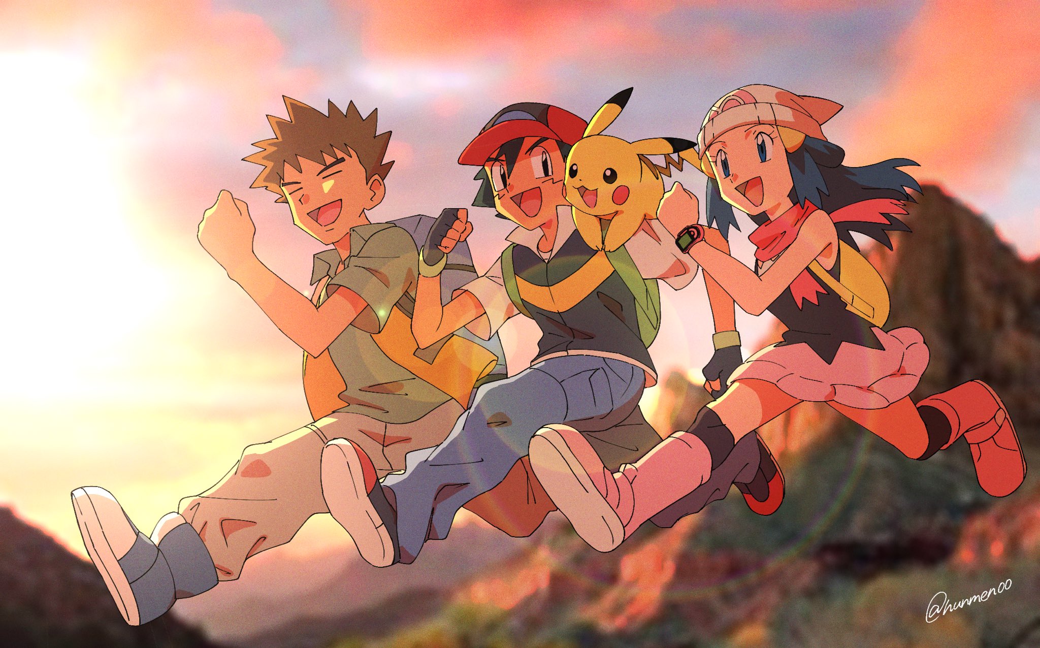 Free download wallpaper Anime, Pokémon, Pikachu, Dawn (Pokémon), Ash Ketchum, Brock (Pokémon) on your PC desktop