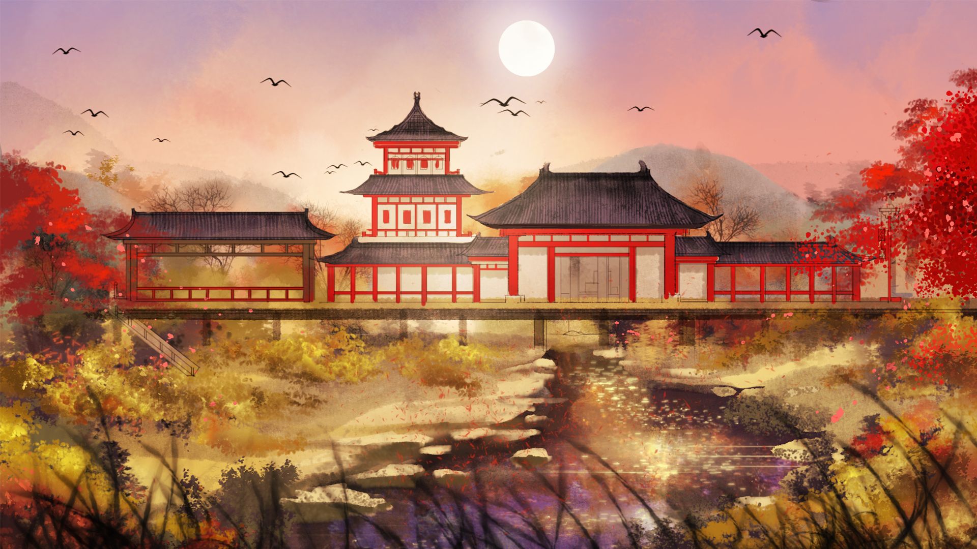 Free download wallpaper Fantasy, Oriental, Scenery on your PC desktop