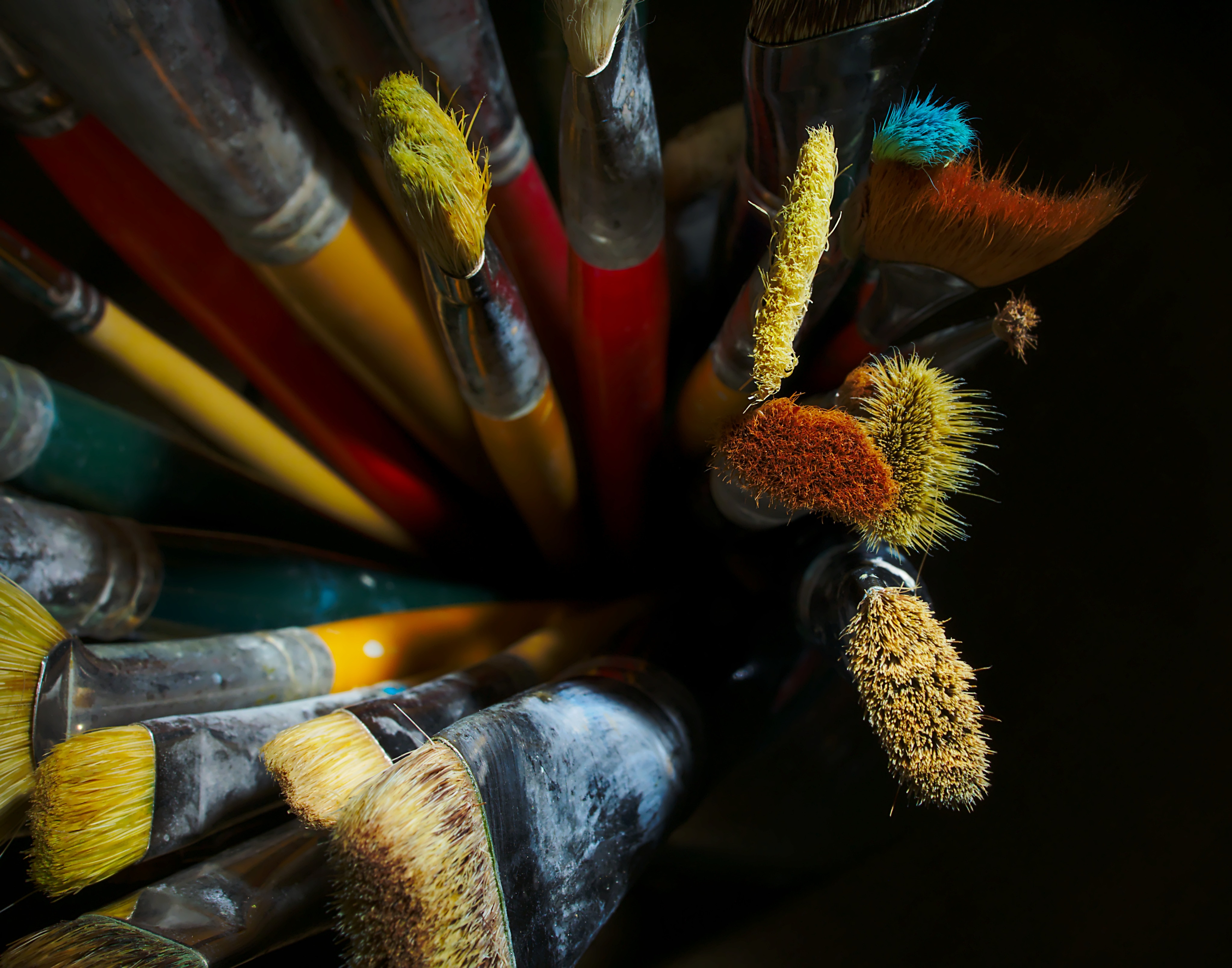 painting, brushes, miscellanea, miscellaneous, wood, wooden, multicolored, motley, drawing, tassels 2160p