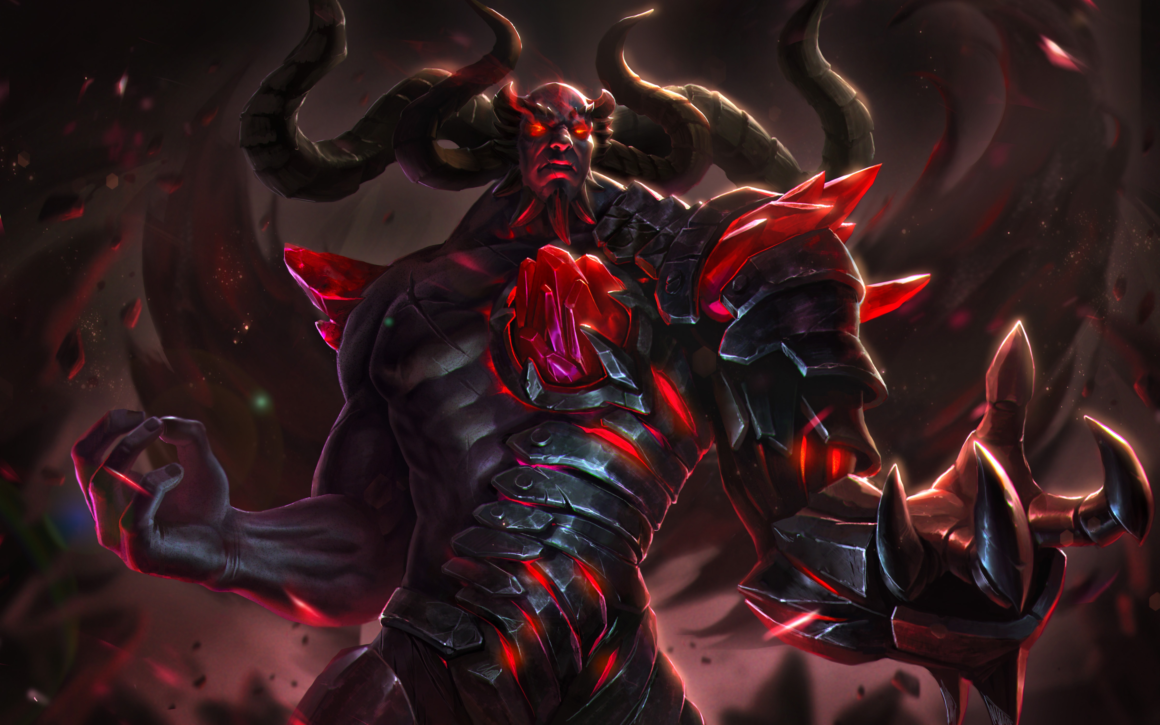 Download mobile wallpaper Warrior, Horns, Demon, Armor, Video Game, Heroes Of Newerth for free.
