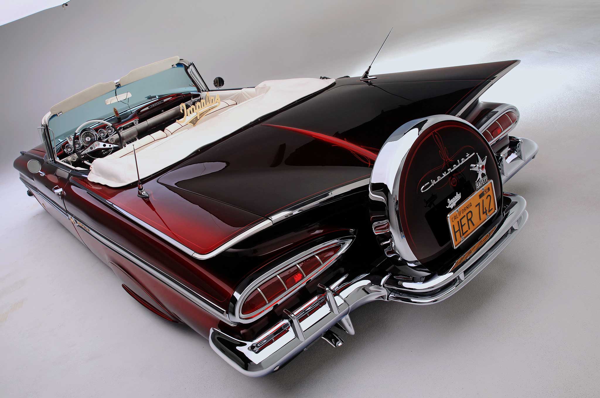 Завантажити шпалери безкоштовно Шевроле Імпала, Транспортні Засоби, 1959 Chevrolet Impala Convertible картинка на робочий стіл ПК