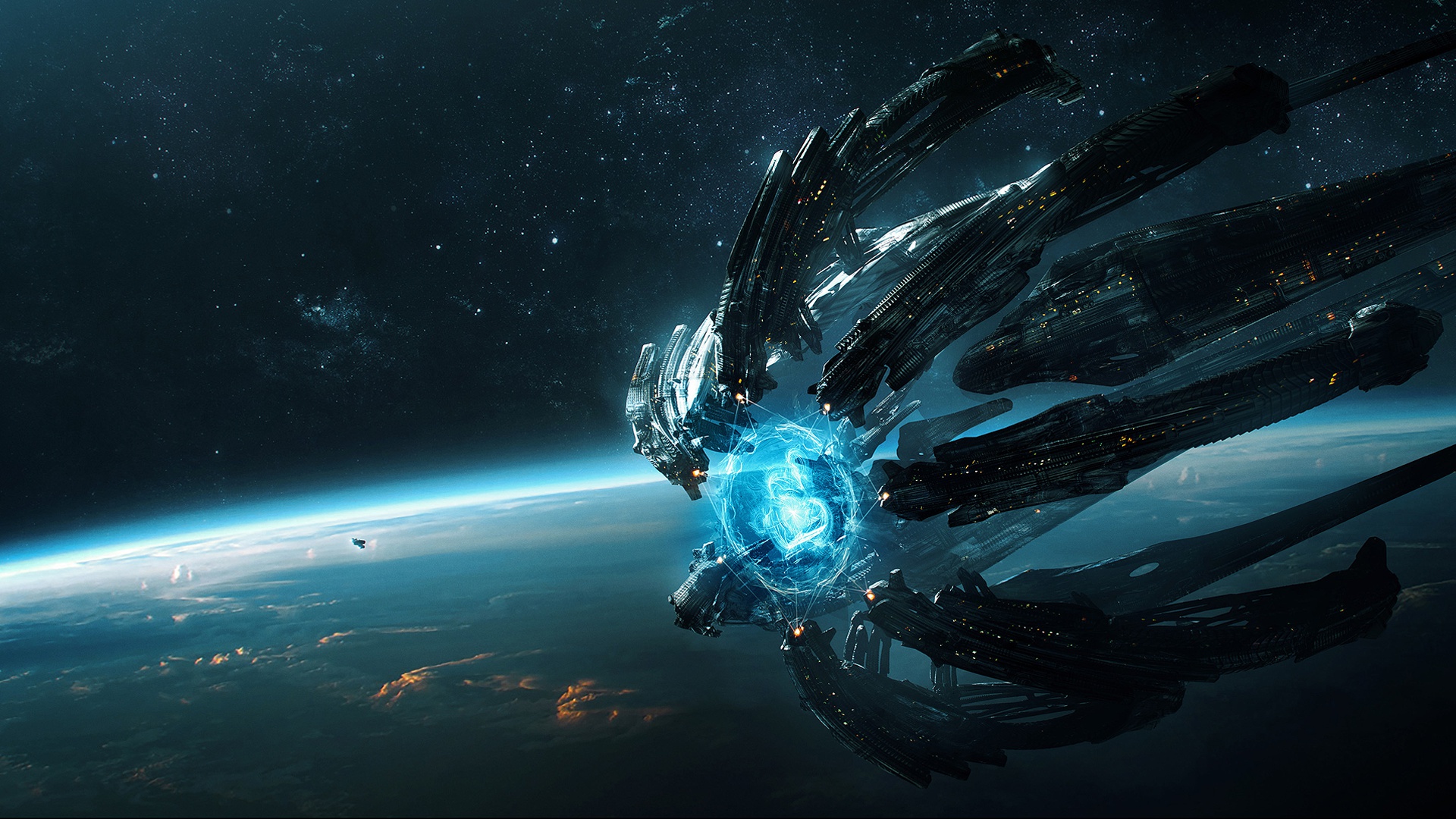Download mobile wallpaper Sci Fi, Spaceship, Planetscape for free.