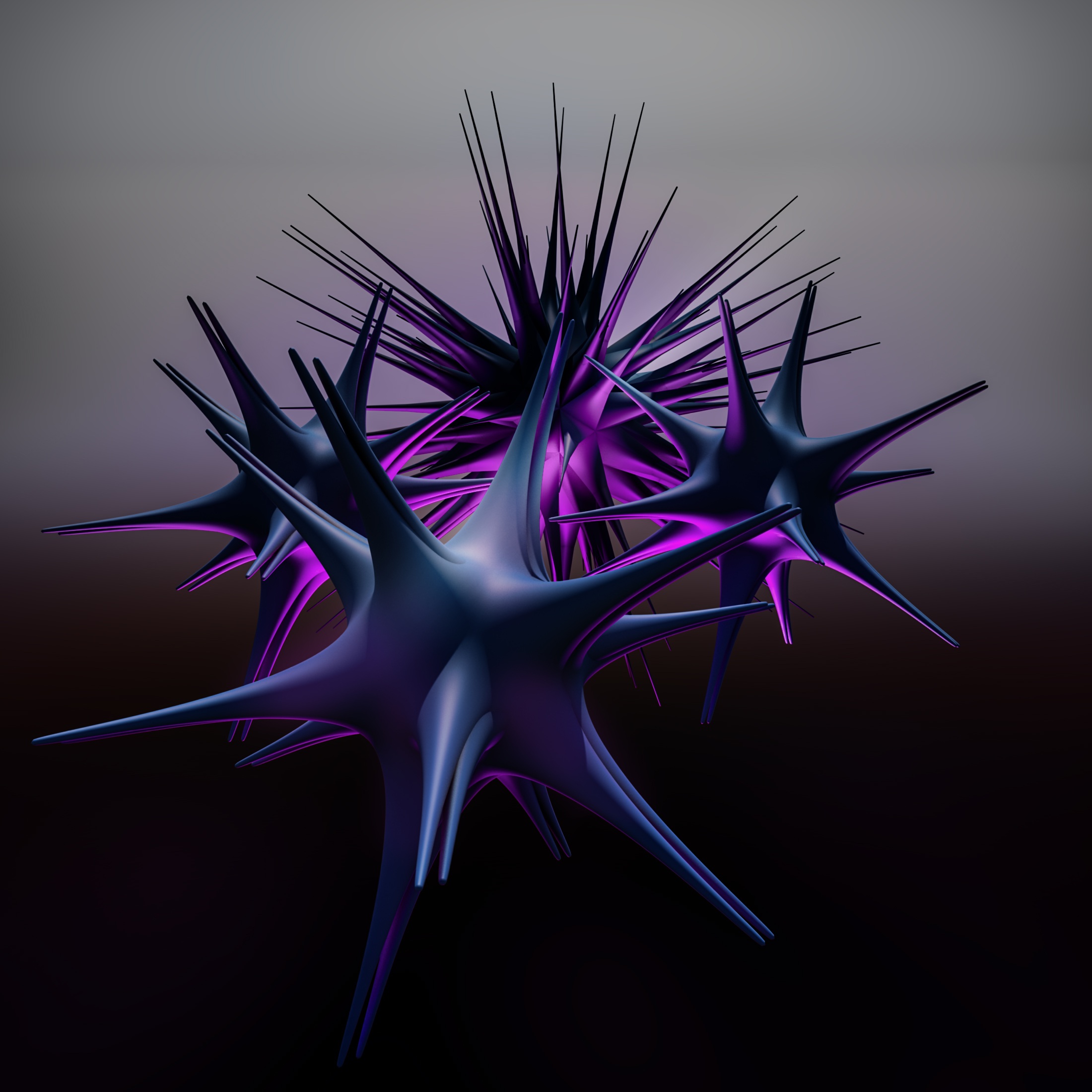 3d, structure, form, barbed, spiny, acute, sharp