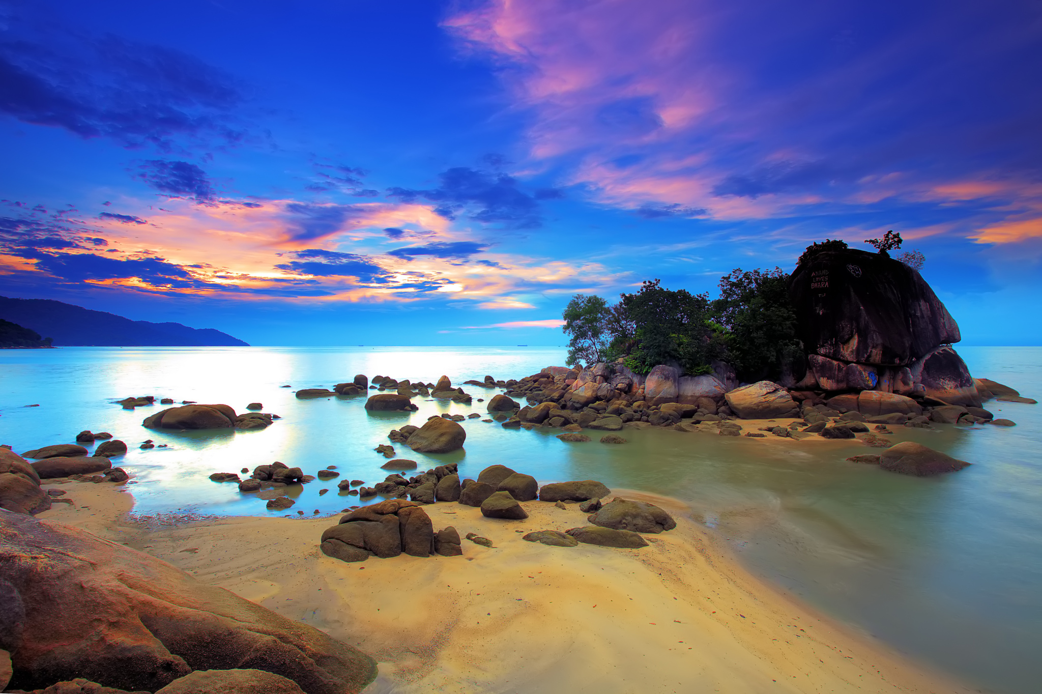 Free download wallpaper Sunset, Sea, Horizon, Tree, Ocean, Earth on your PC desktop