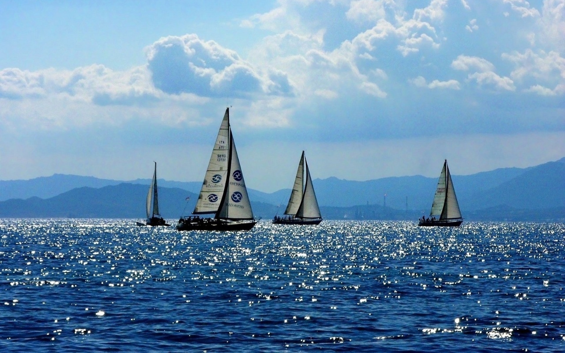 yachts, landscape, sea, blue
