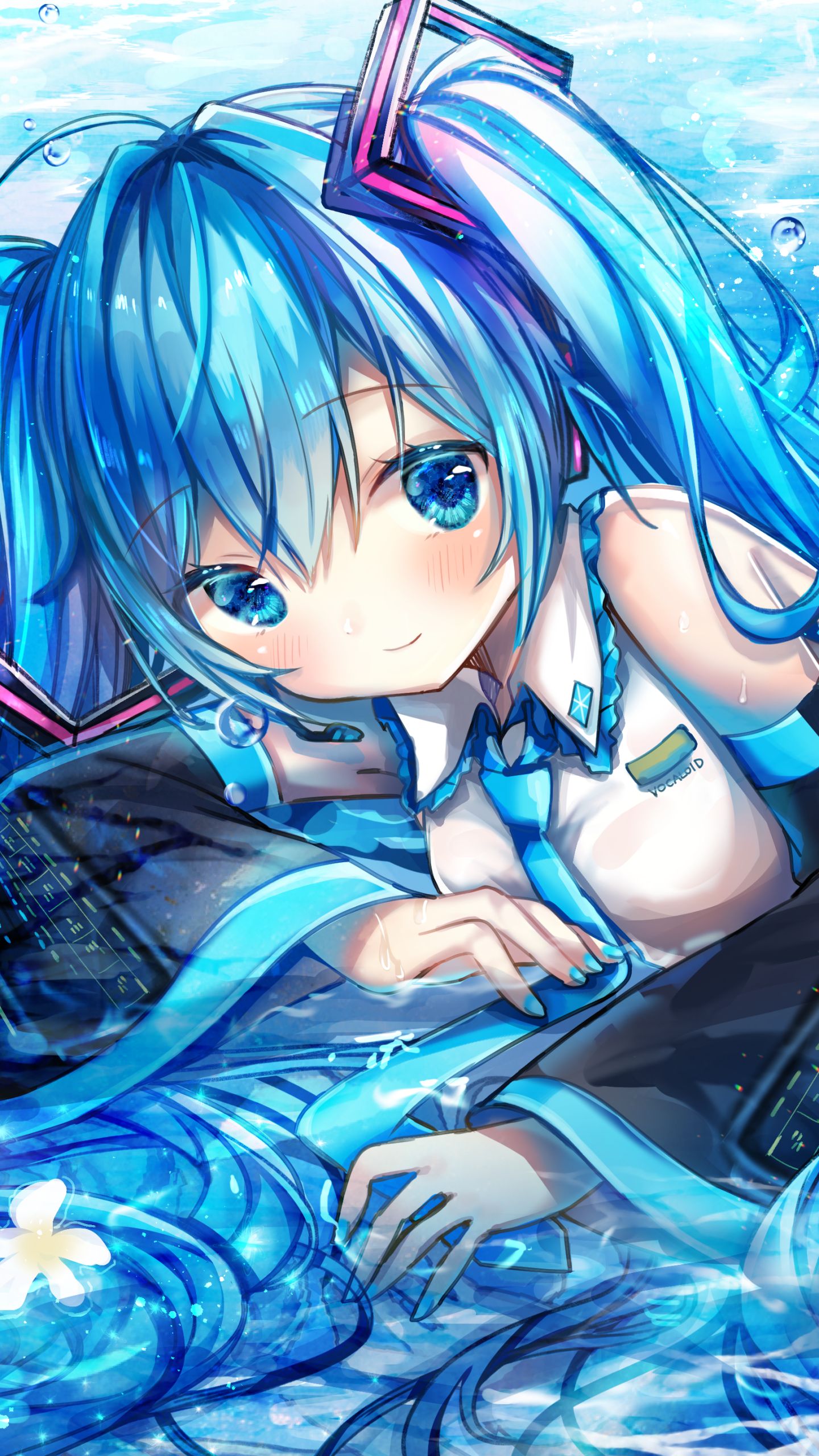 Download mobile wallpaper Anime, Vocaloid, Blue Eyes, Blue Hair, Hatsune Miku, Twintails for free.