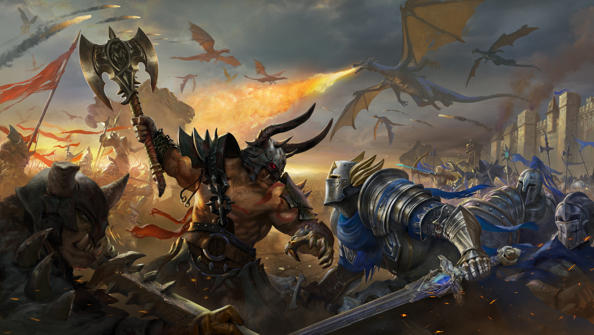 Free download wallpaper Fantasy, Dragon, Warrior, Knight, Battle on your PC desktop