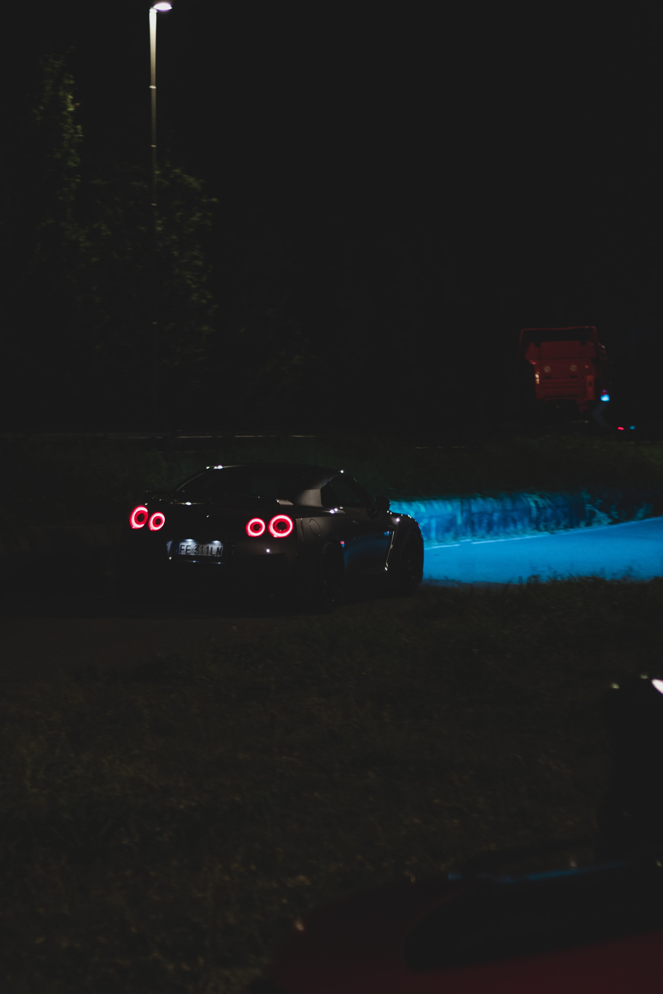 lights, back view, rear view, cars, headlights, night, car, machine Smartphone Background