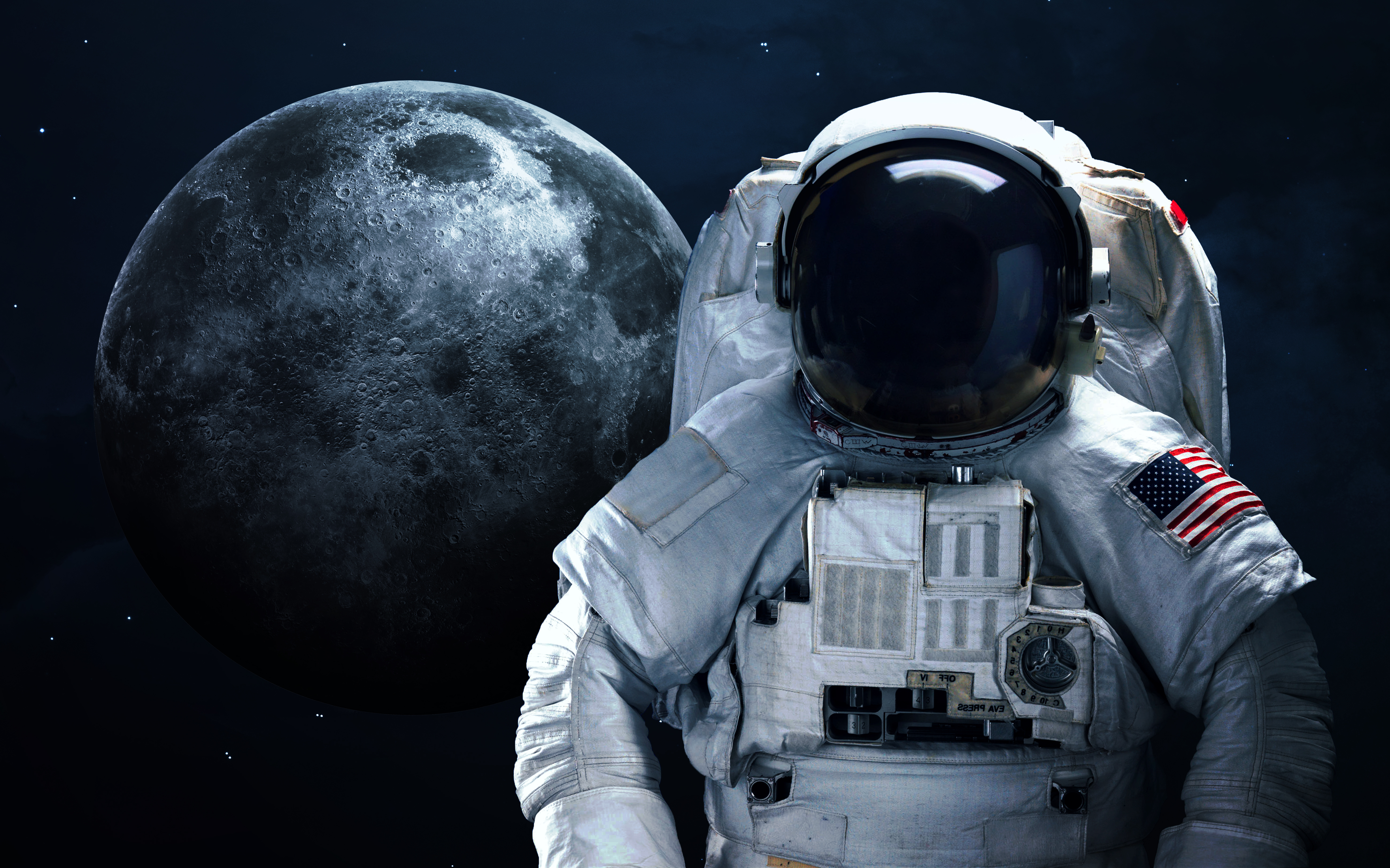 Скачать обои бесплатно Космос, Луна, Астронавт, Научная Фантастика картинка на рабочий стол ПК