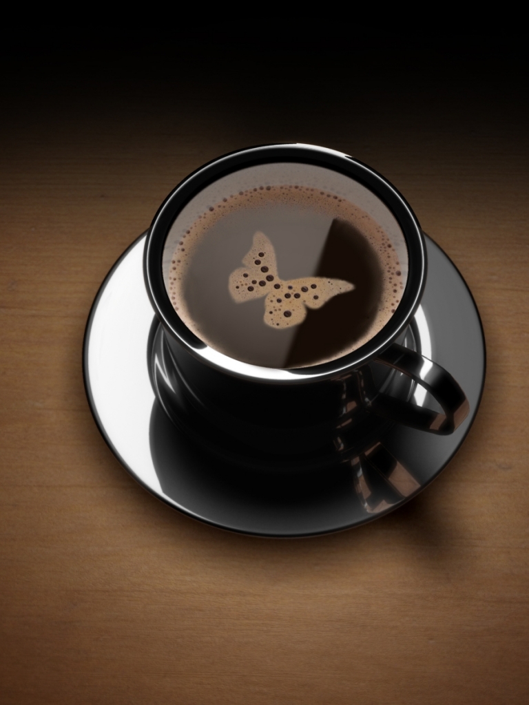 Download mobile wallpaper Food, Coffee, Butterfly for free.