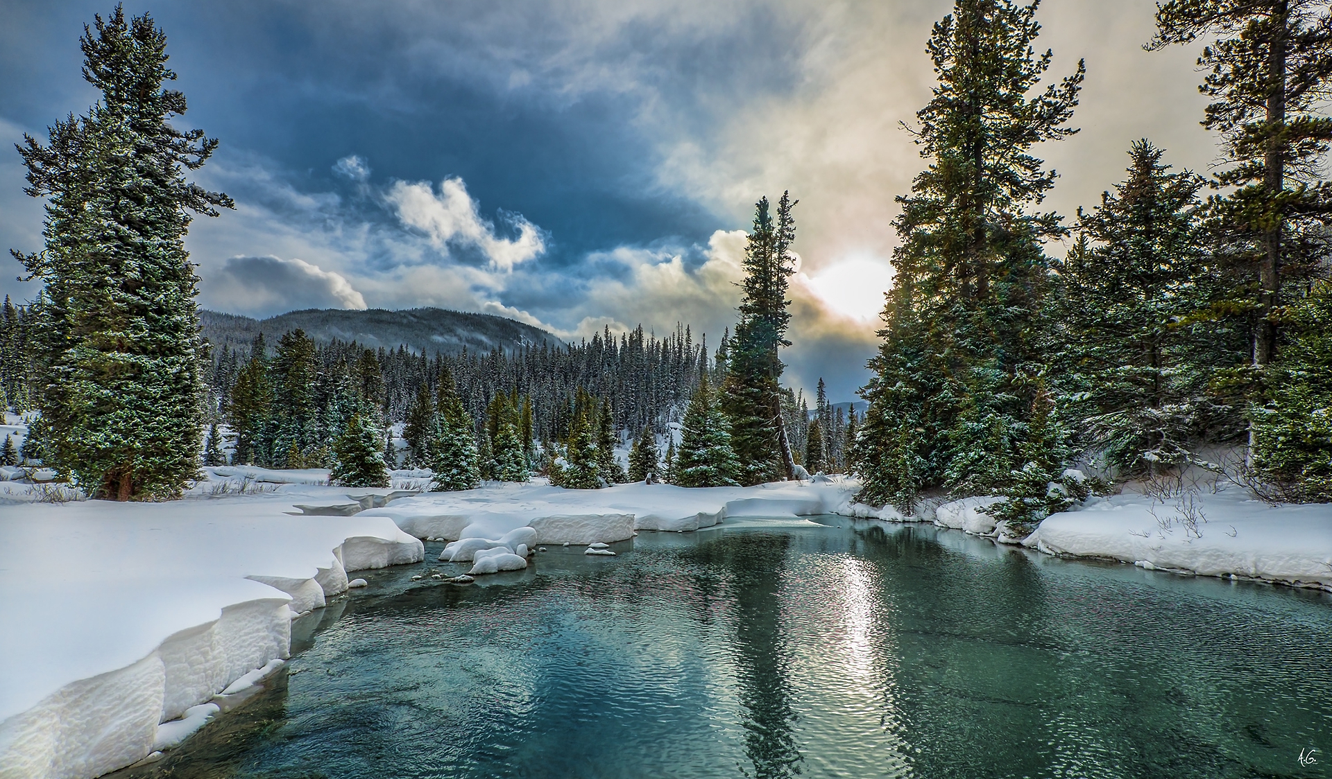 Free download wallpaper Winter, Snow, Lake, Forest, Tree, Earth, Banff National Park on your PC desktop