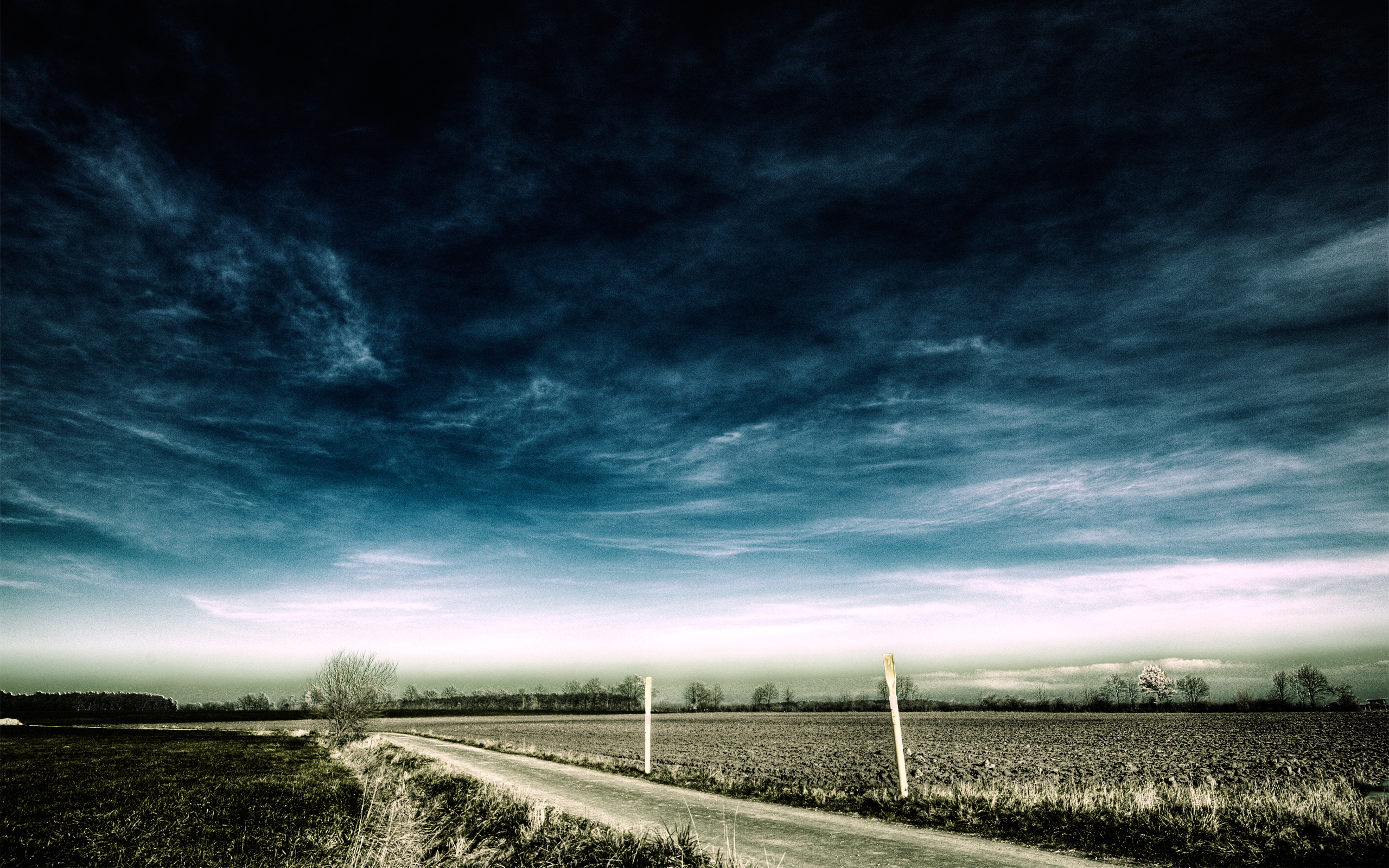 Free download wallpaper Sky, Roads, Clouds, Landscape, Fields on your PC desktop
