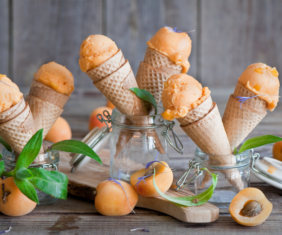 Download mobile wallpaper Food, Summer, Ice Cream, Still Life, Fruit, Apricot for free.