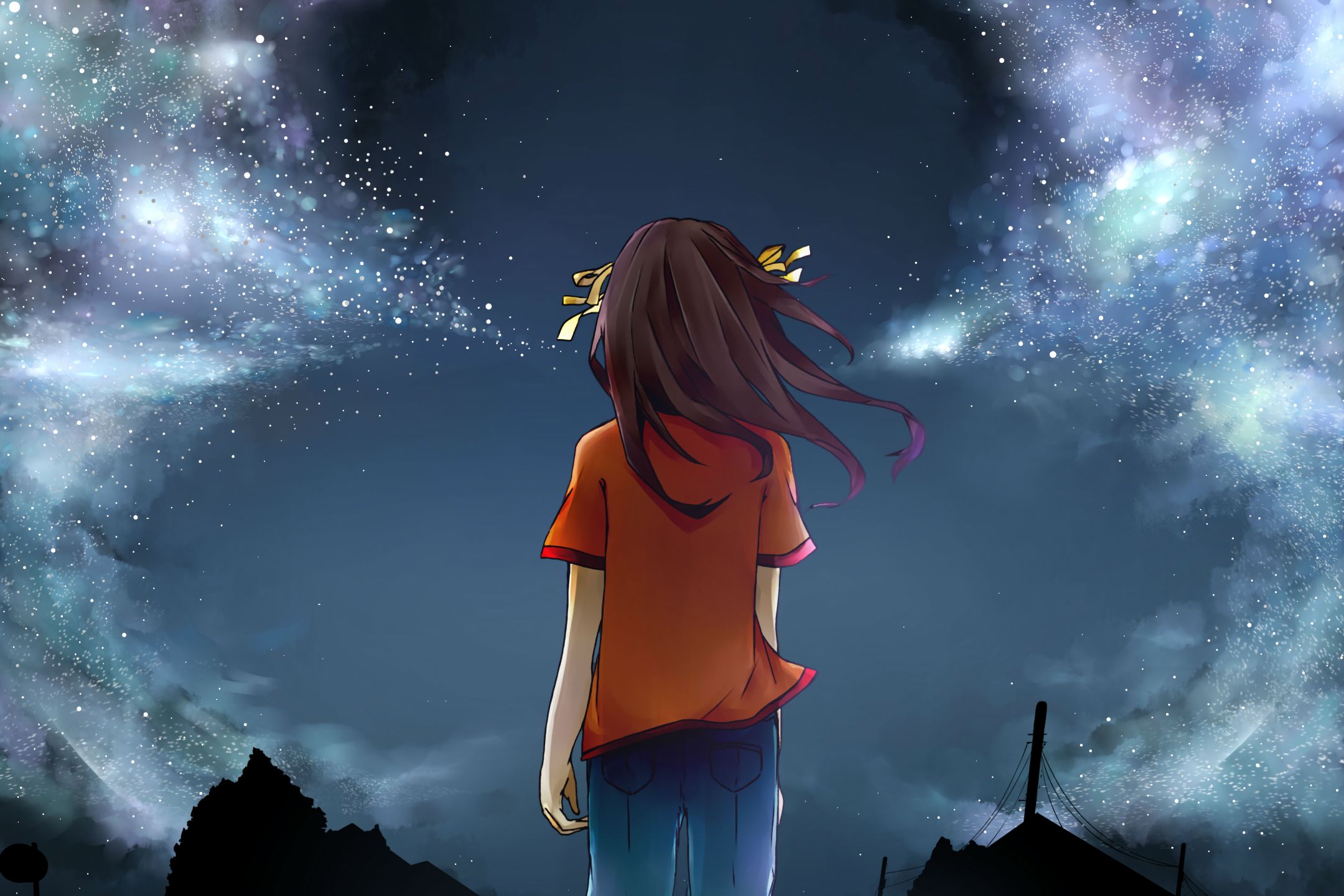 Free download wallpaper Anime, Stars, Night, Haruhi Suzumiya, The Melancholy Of Haruhi Suzumiya on your PC desktop