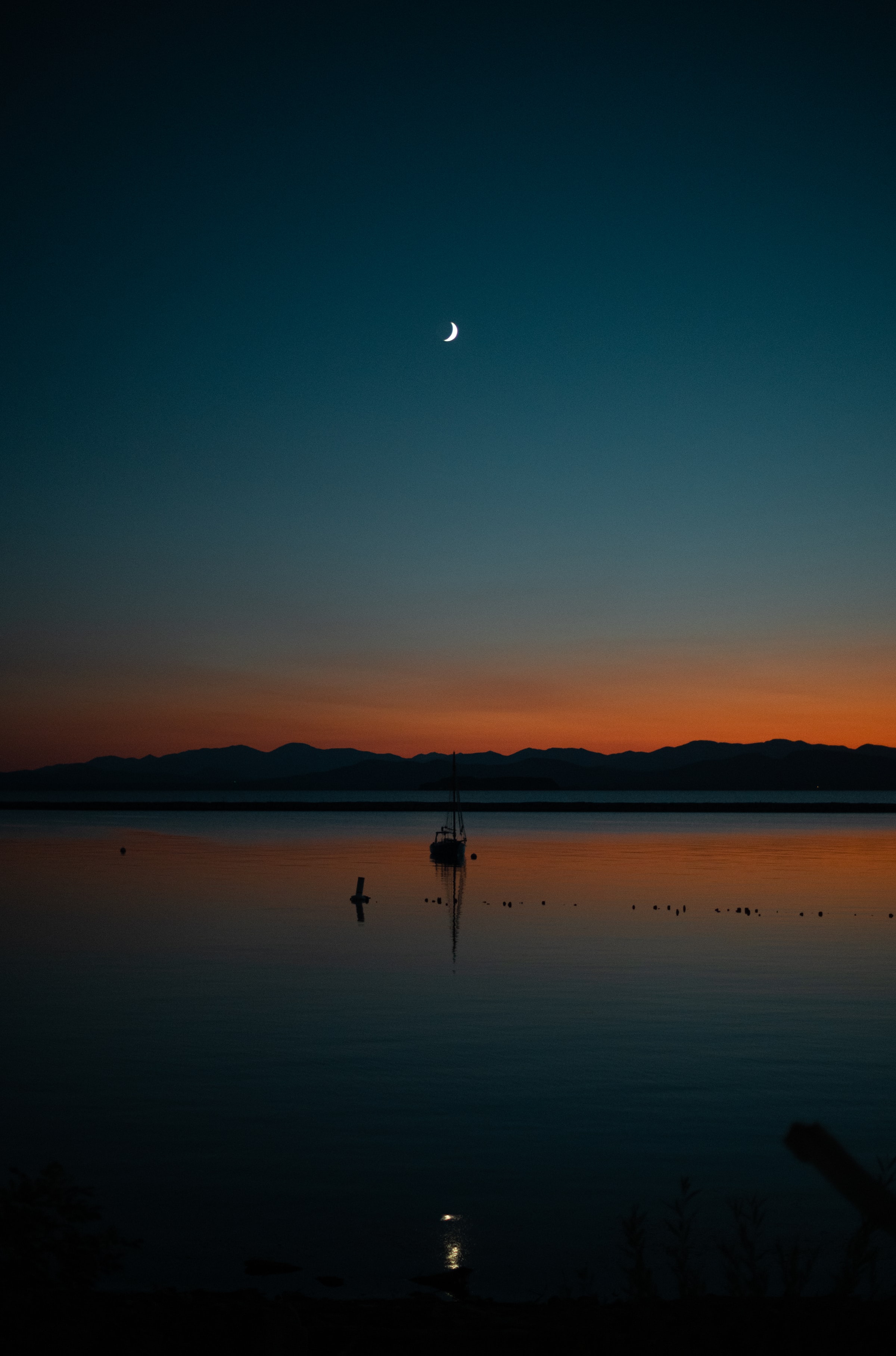 sunset, evening, dark, boat, sail