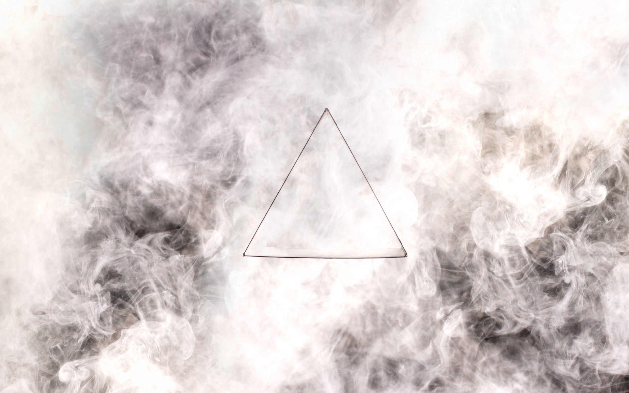 triangle, abstract, smoke, picture, drawing, grey 5K