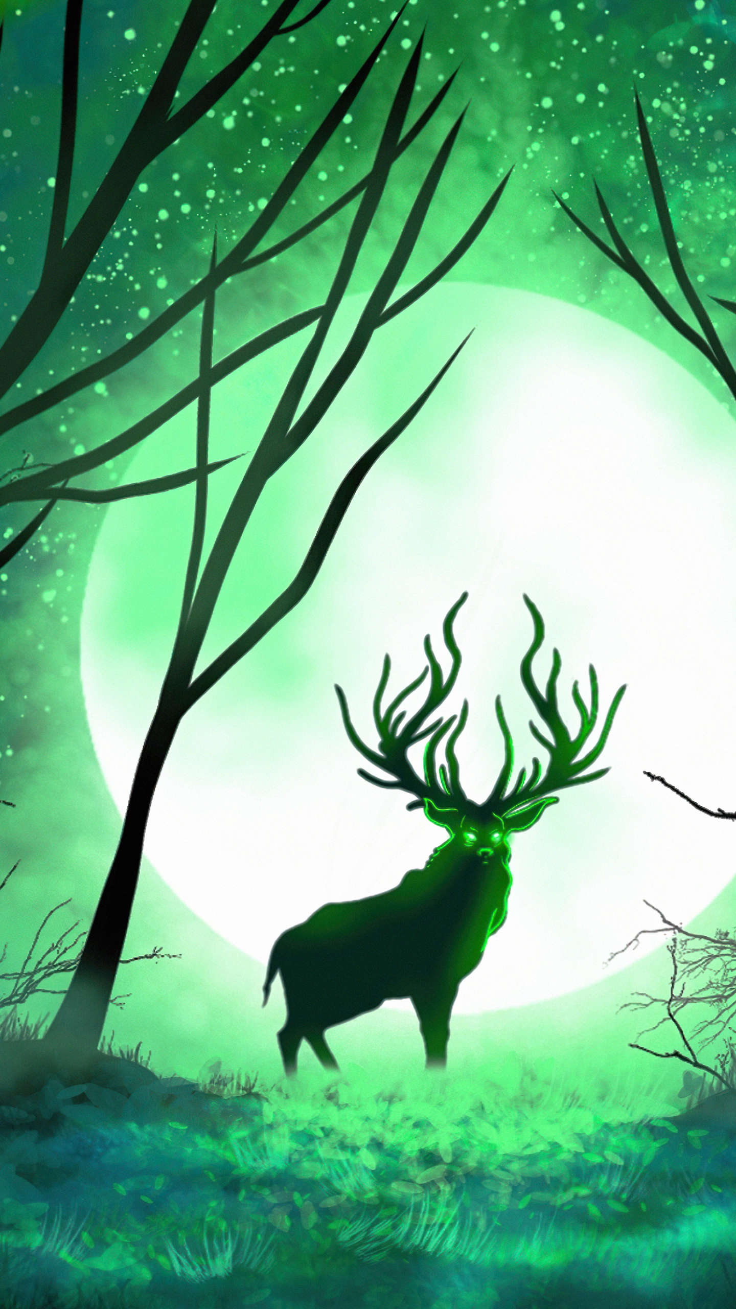Free download wallpaper Fantasy, Moon, Deer, Fantasy Animals on your PC desktop