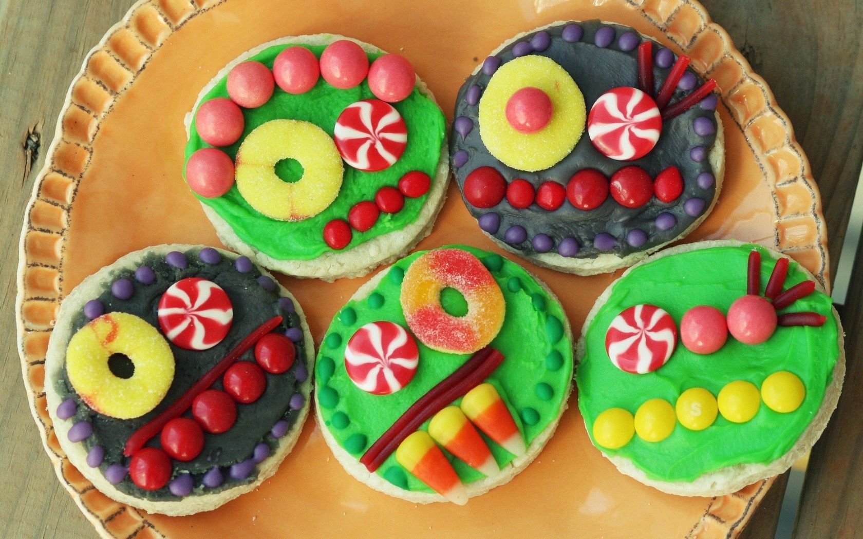 food, cookies, multicolored, colorful, bakery products, baking, faces, original