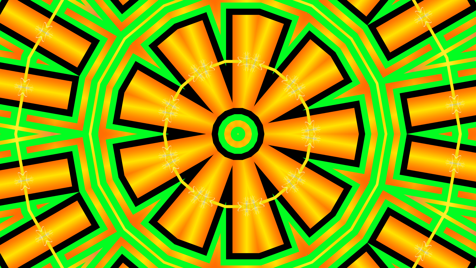 Скачать обои бесплатно Форма, Цвета, Зеленый, Калейдоскоп, Шаблоны, Абстрактные, Оранжевый Цвет) картинка на рабочий стол ПК