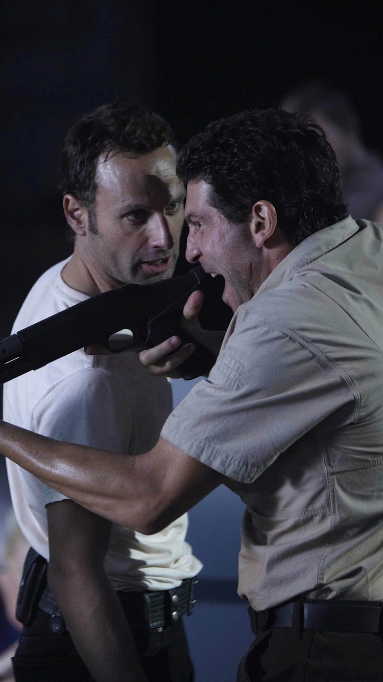 Download mobile wallpaper Andrew Lincoln, Tv Show, The Walking Dead, Rick Grimes, Shane Walsh, Jon Bernthal for free.