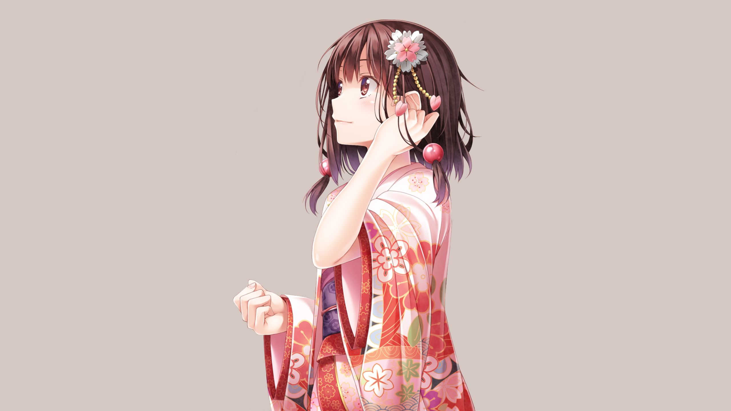 Laden Sie das Kimono, Original, Animes, Braune Haare-Bild kostenlos auf Ihren PC-Desktop herunter