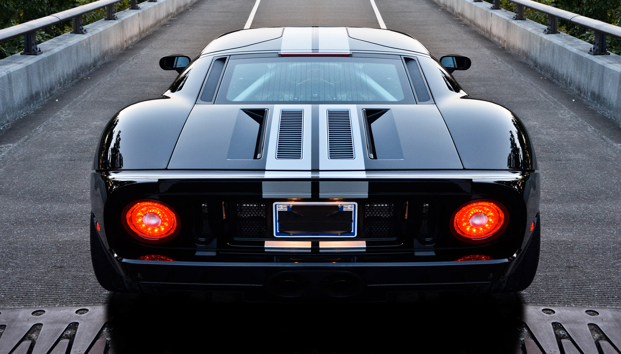 cars, auto, ford, black, back view, rear view 1080p